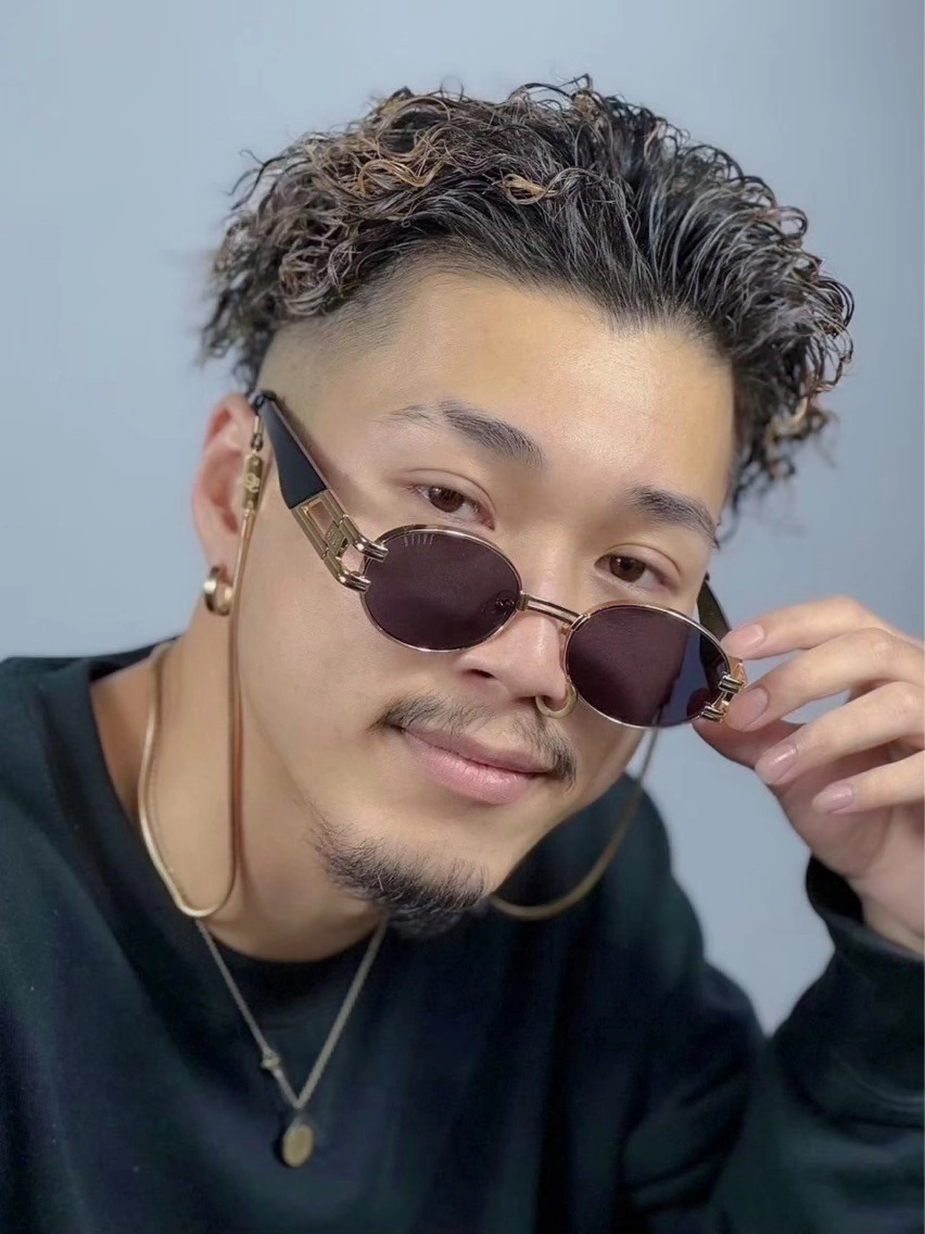 ミディアム パーマ ヘアアレンジ メンズ カット パーマ ヘアセット プレミアムバーバー新宿店所属・⚡️メンズ特化⚡️ 倉林 隼大のヘアスタイル