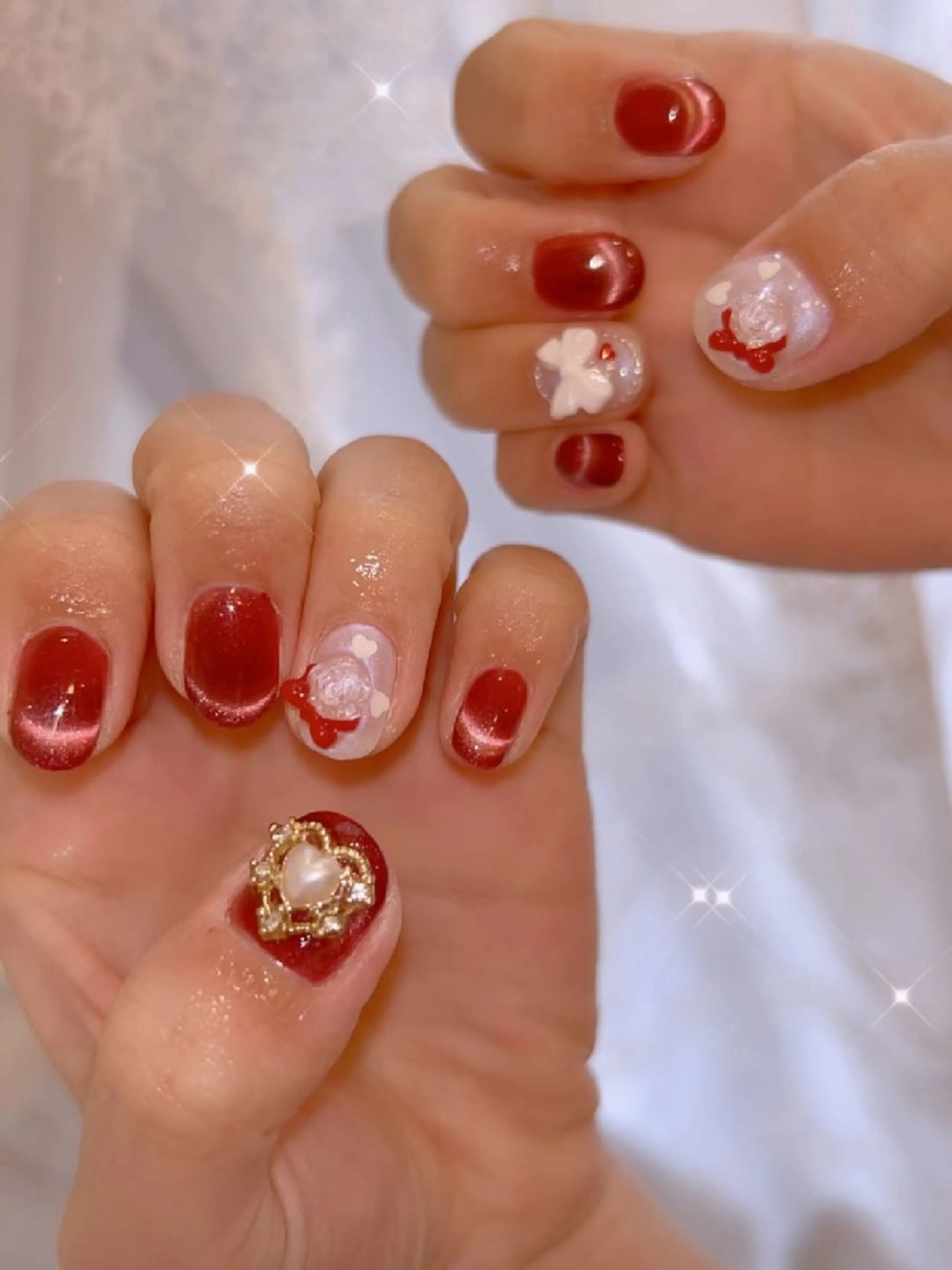 ネイル 長さ出し ジェルネイル 韓国ネイル マグネットネイル ニュアンスネイル ハンドネイル I LOVE ME  NAIL.｡.:*♡のネイルデザイン