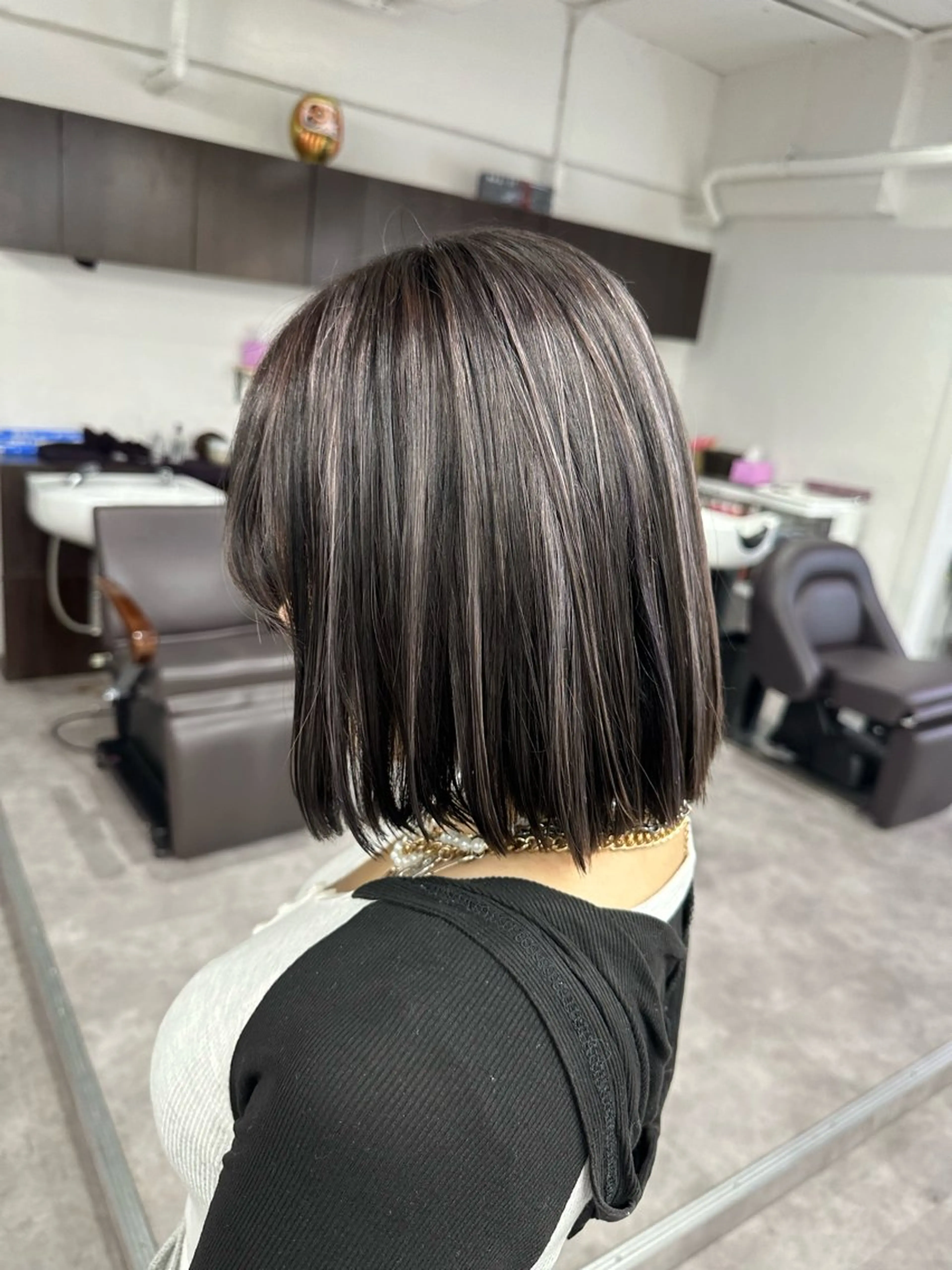 ミディアム カラー ヘアアレンジ ヘアカラー トリートメント 久米 治仁のヘアスタイル