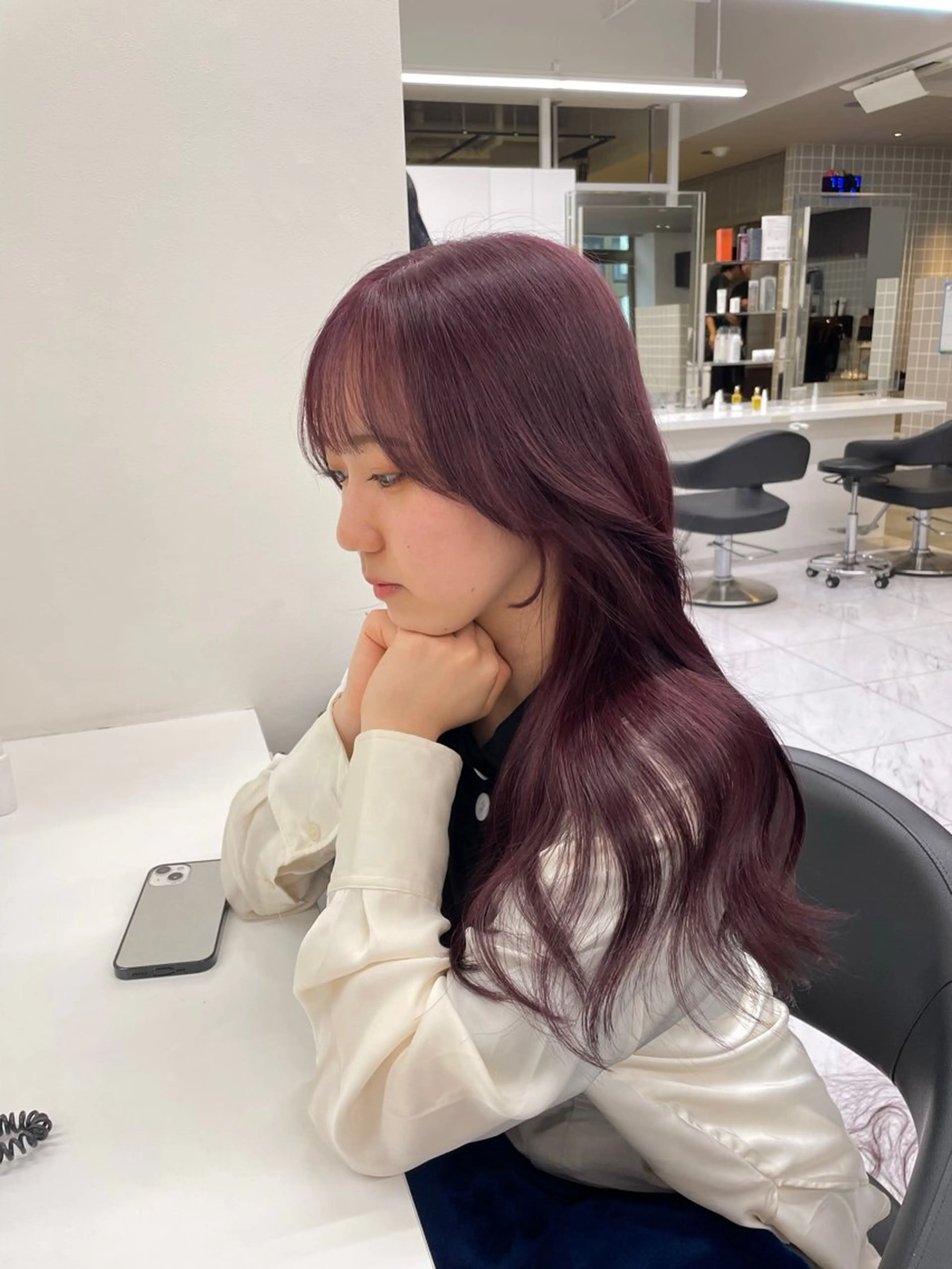 ロング カラー ラベンダーカラー ピンクカラー ピンクラベンダー ヘアカラー トリートメント ヘッドスパ 表参道ハッシュカット レイヤー/リノンのヘアスタイル