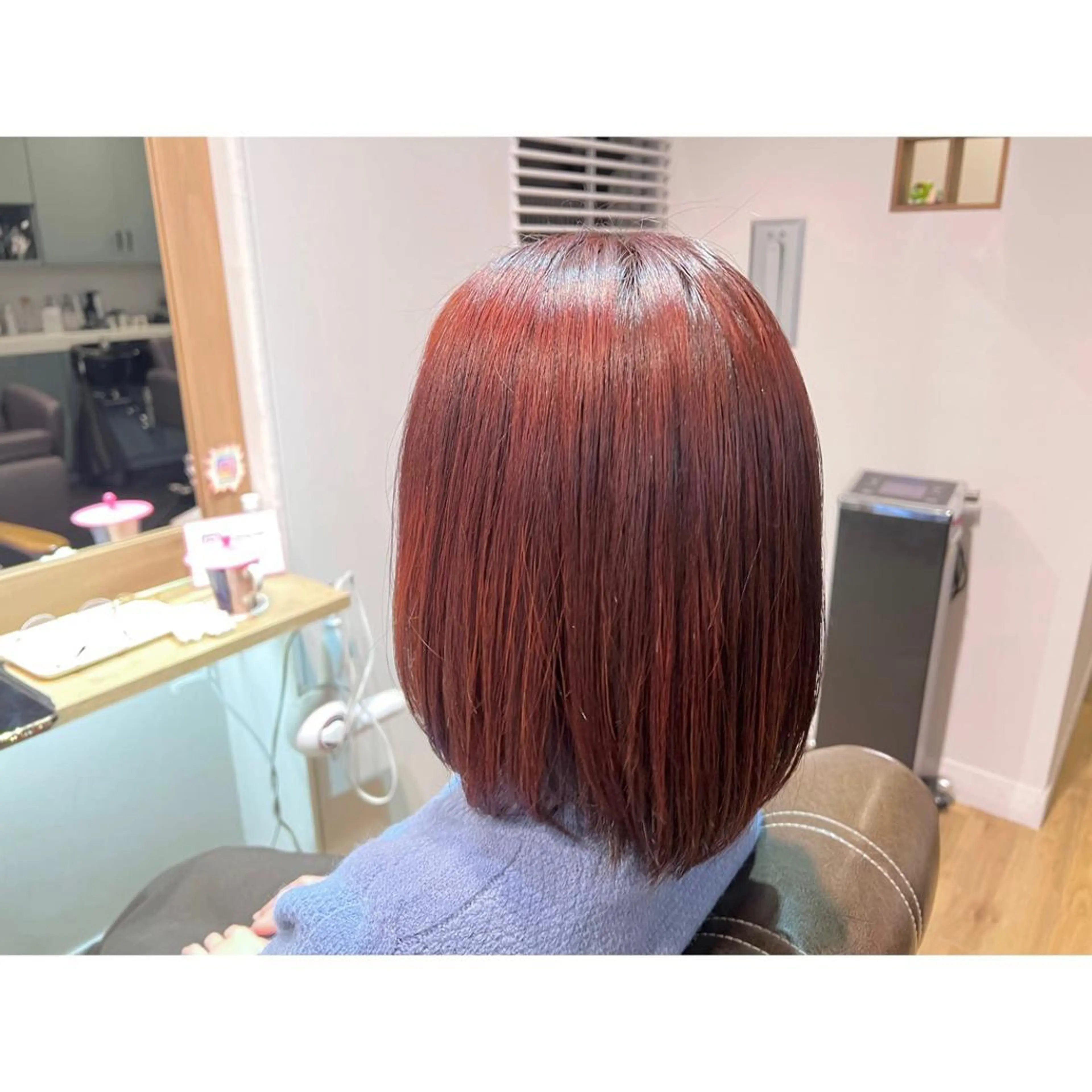 ミディアム カラー オレンジ ピンクカラー ヘアカラー トリートメント ツキダテ ユイのヘアスタイル