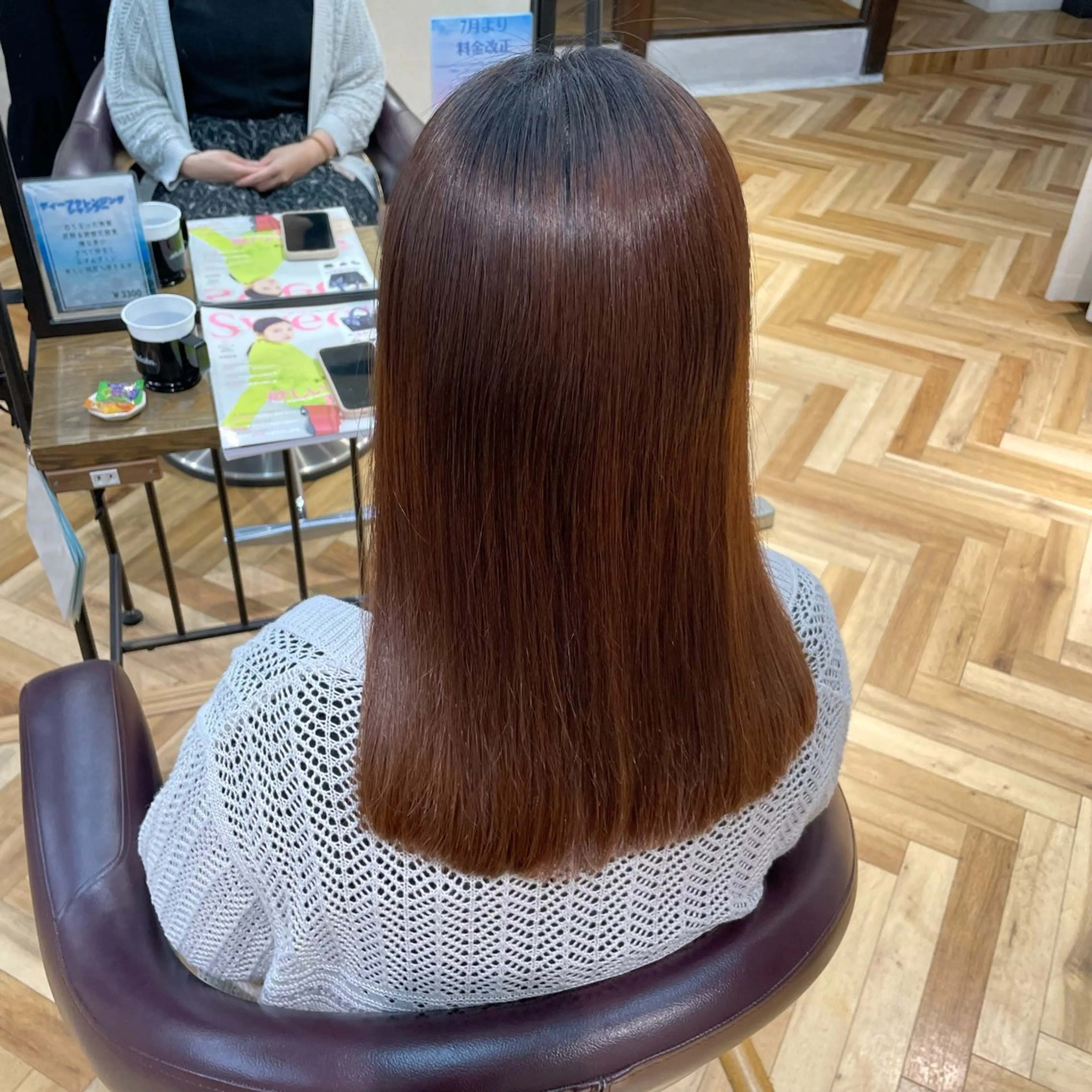 セミロング 縮毛矯正 透明感カラー×ヘア アレンジ🪽しおりのヘアスタイル