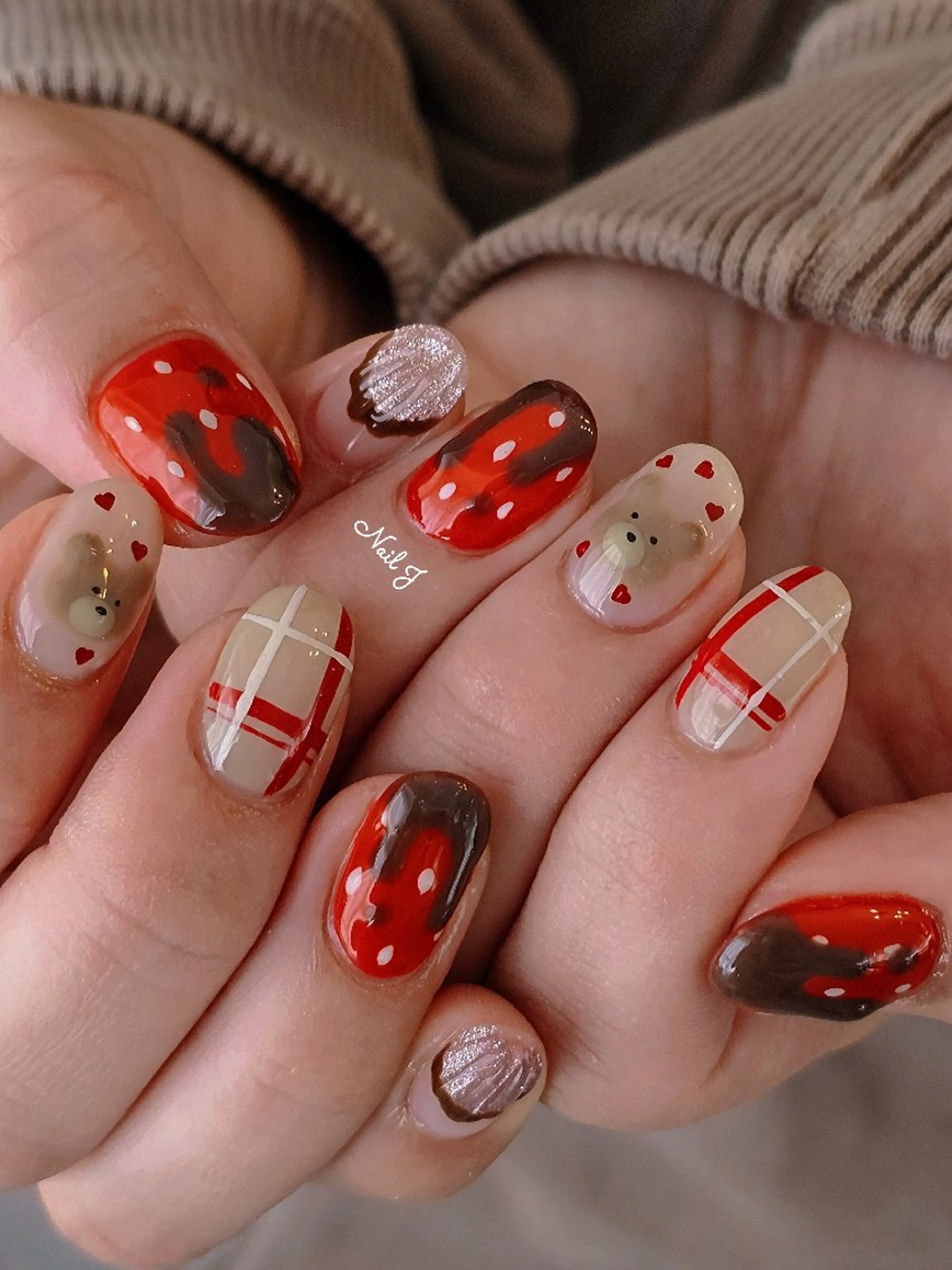 ネイル 韓国ネイル 冬ネイル ハンドネイル Nail Jのネイルデザイン