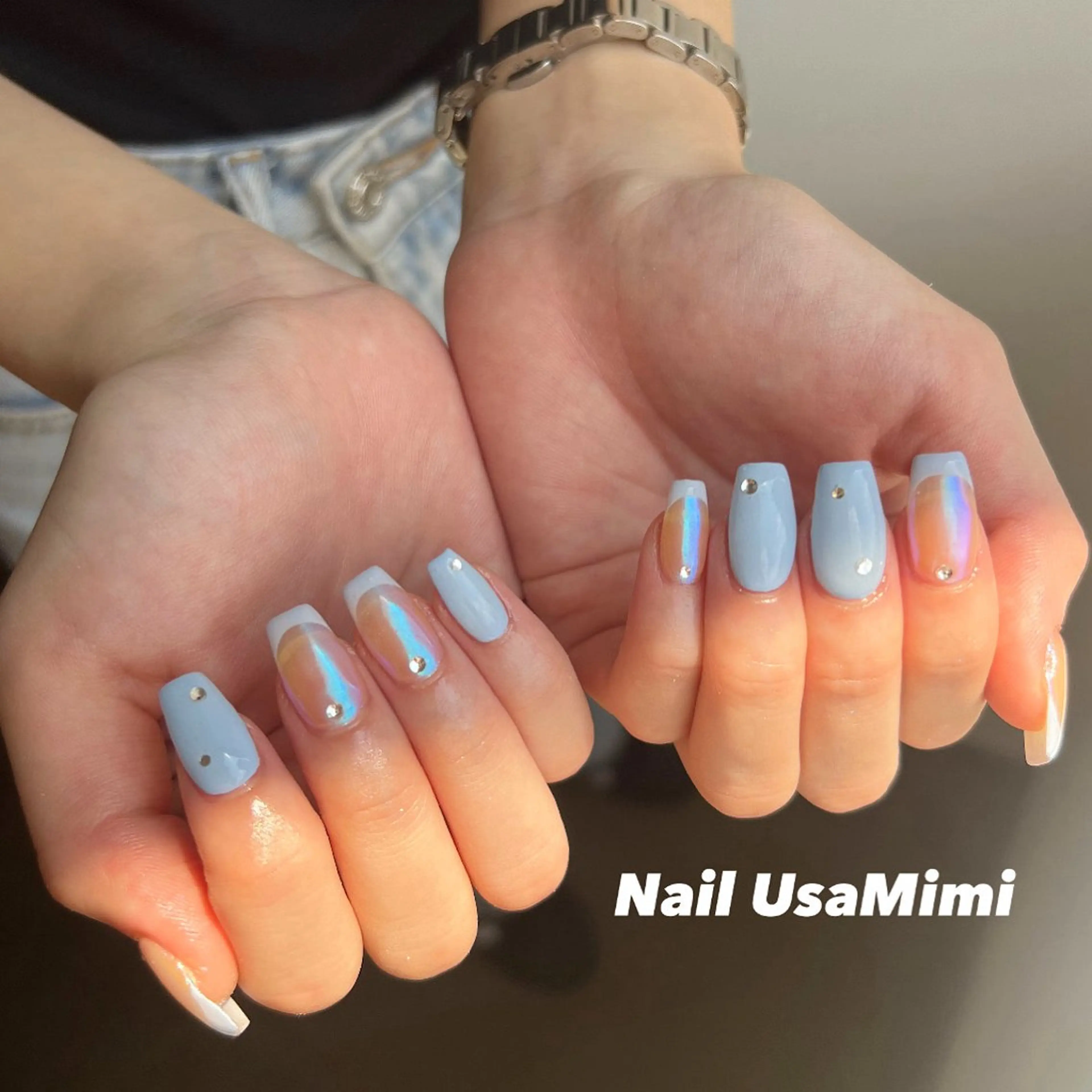 ネイル アートネイル オーロラネイル チークネイル フレンチネイル ジェルネイル ハンドネイル 本町NailUsa Mimi RIKOのネイルデザイン