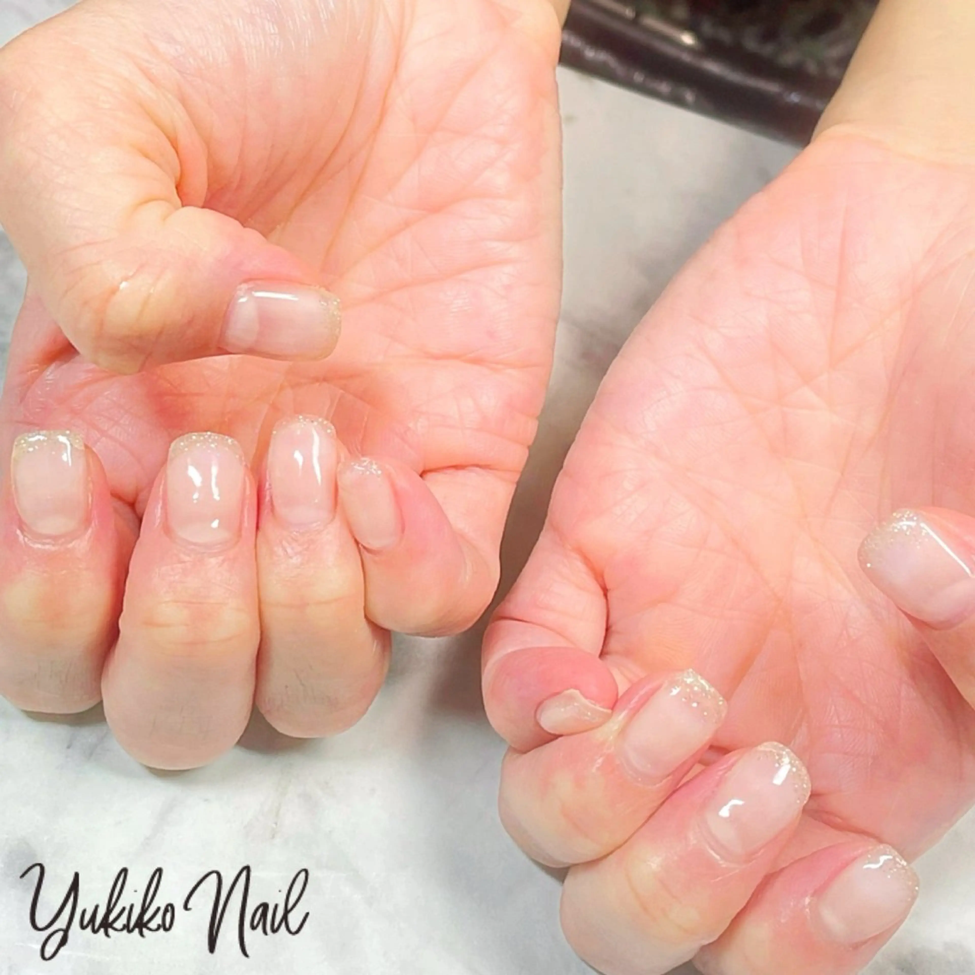 ネイル クリアネイル フラッシュネイル ジェルネイル ラメ(グリッター) パラジェル ハンドネイル ユキコ ネイルのネイルデザイン