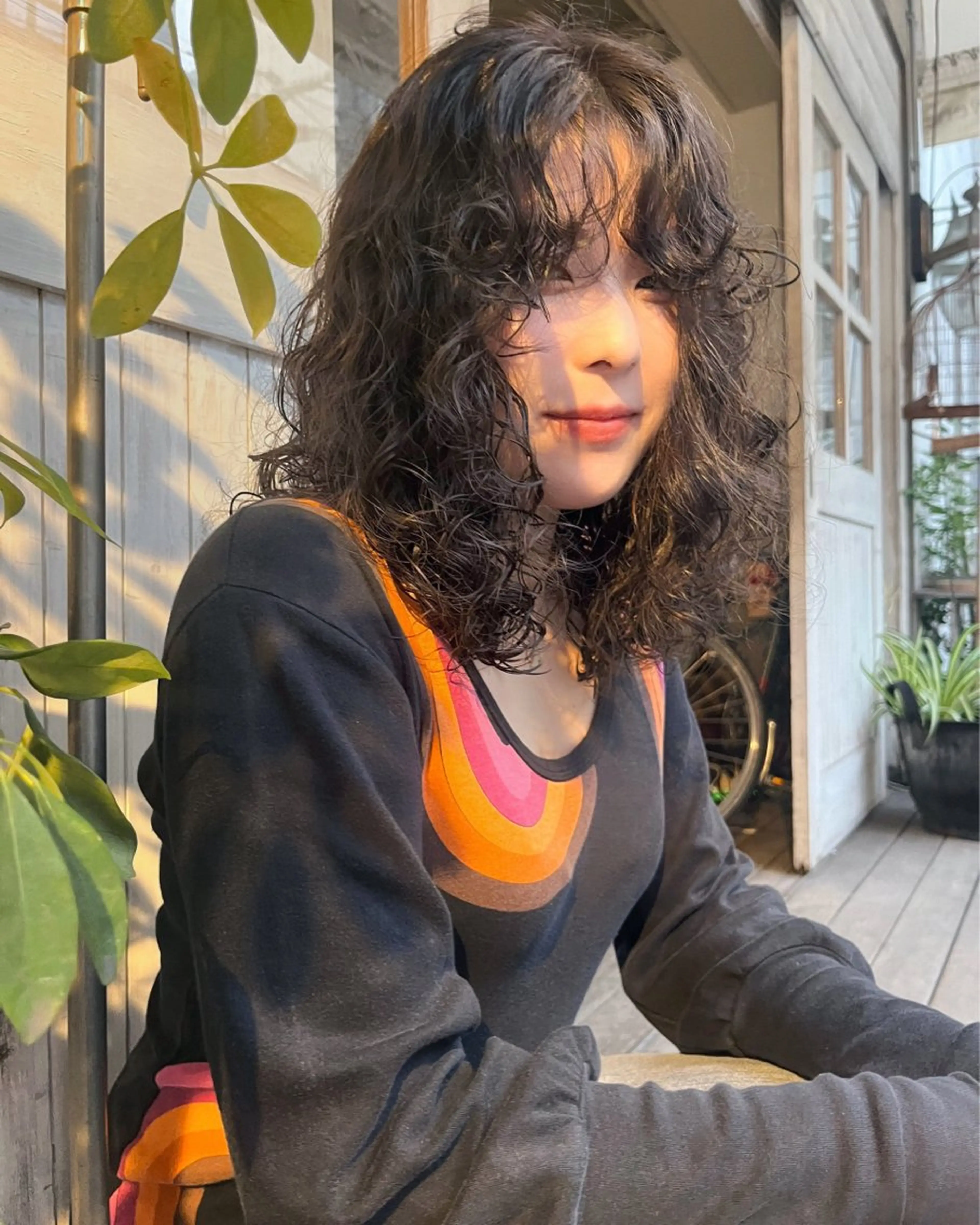 ミディアム パーマ カット パーマ トリートメント ハイトーン/顔まわり レイヤー/YUKAのヘアスタイル