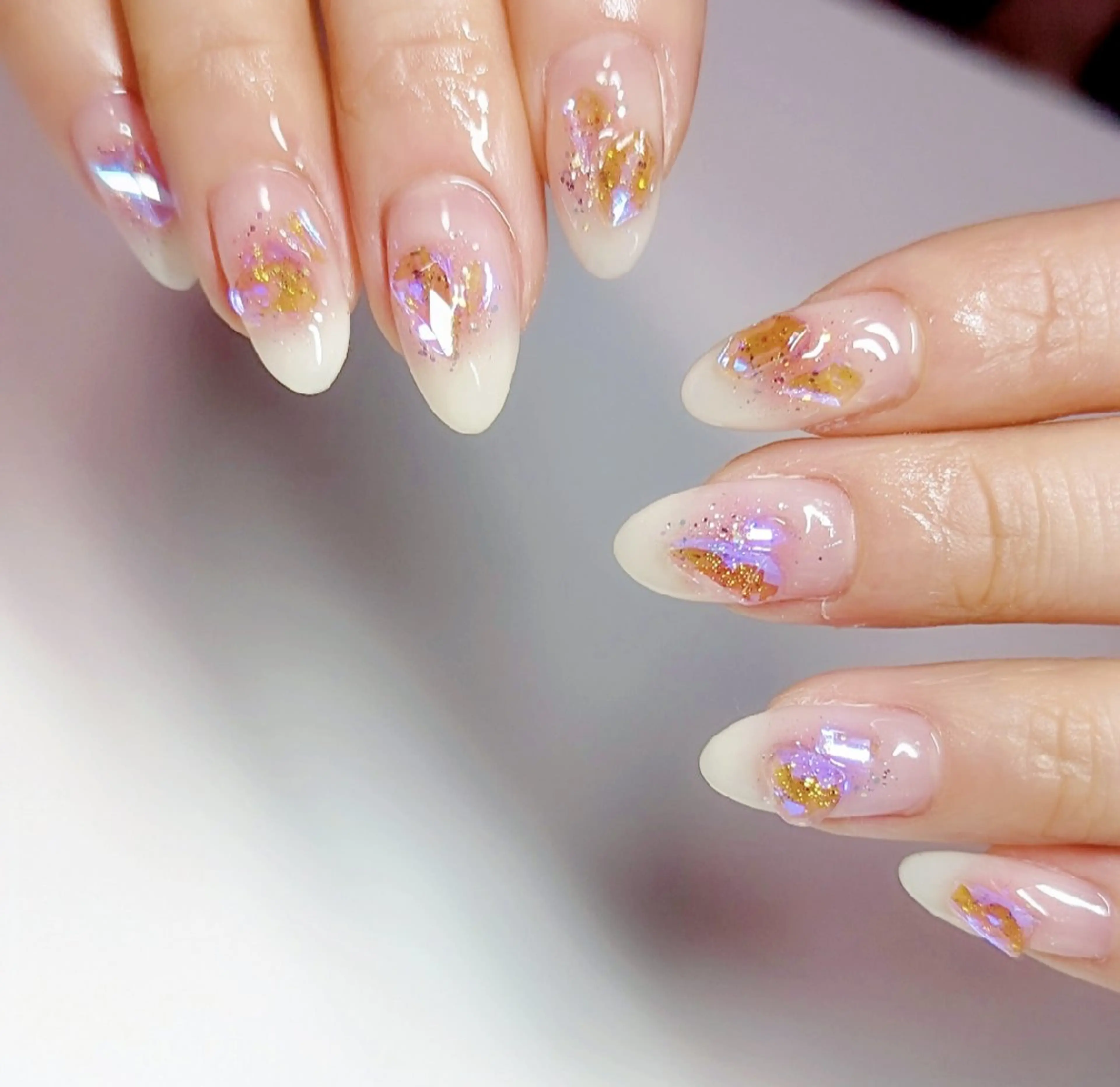 ネイル 氷ネイル・うるうるネイル ハンドネイル クロキ 。のネイルデザイン