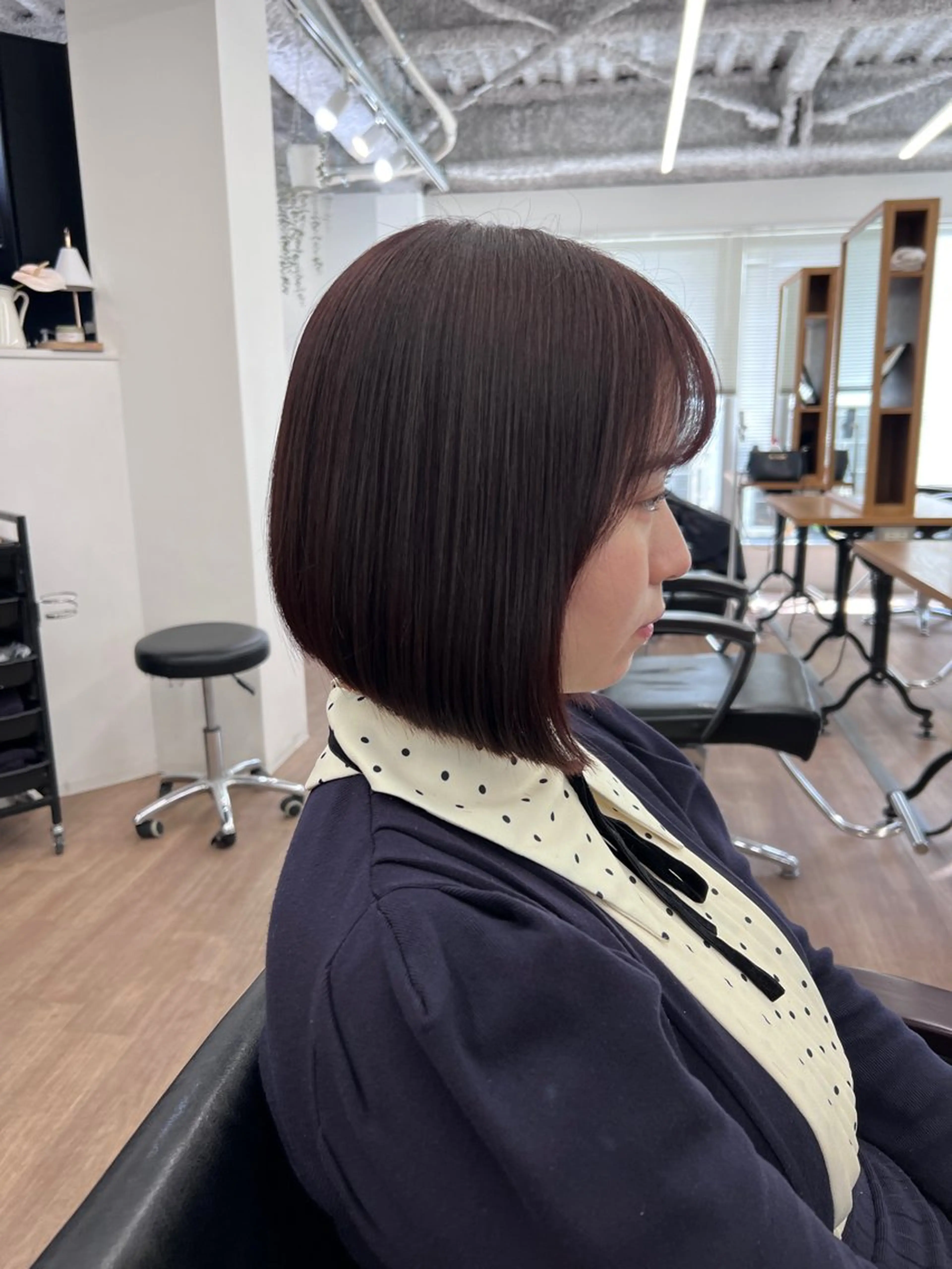 カラー ボブ カット ヘアカラー トリートメント 武田涼レイヤーカット 髪質改善×縮毛矯正のヘアスタイル