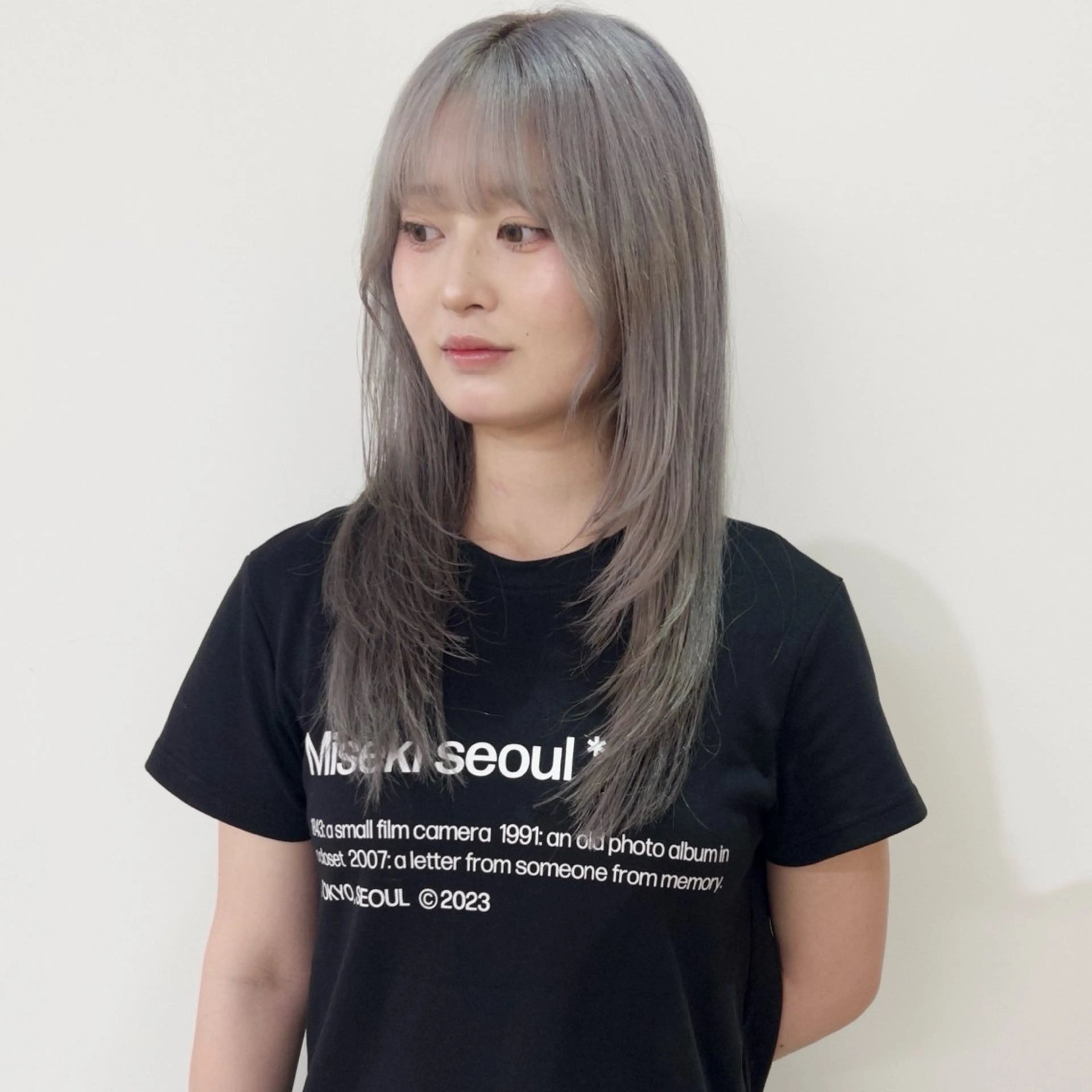 セミロング カラー 透明感カラー 顔まわりレイヤー 顔周りカット ハッシュカット レイヤーカット カット トリートメント nonoka オリーブ/グレージュのヘアスタイル