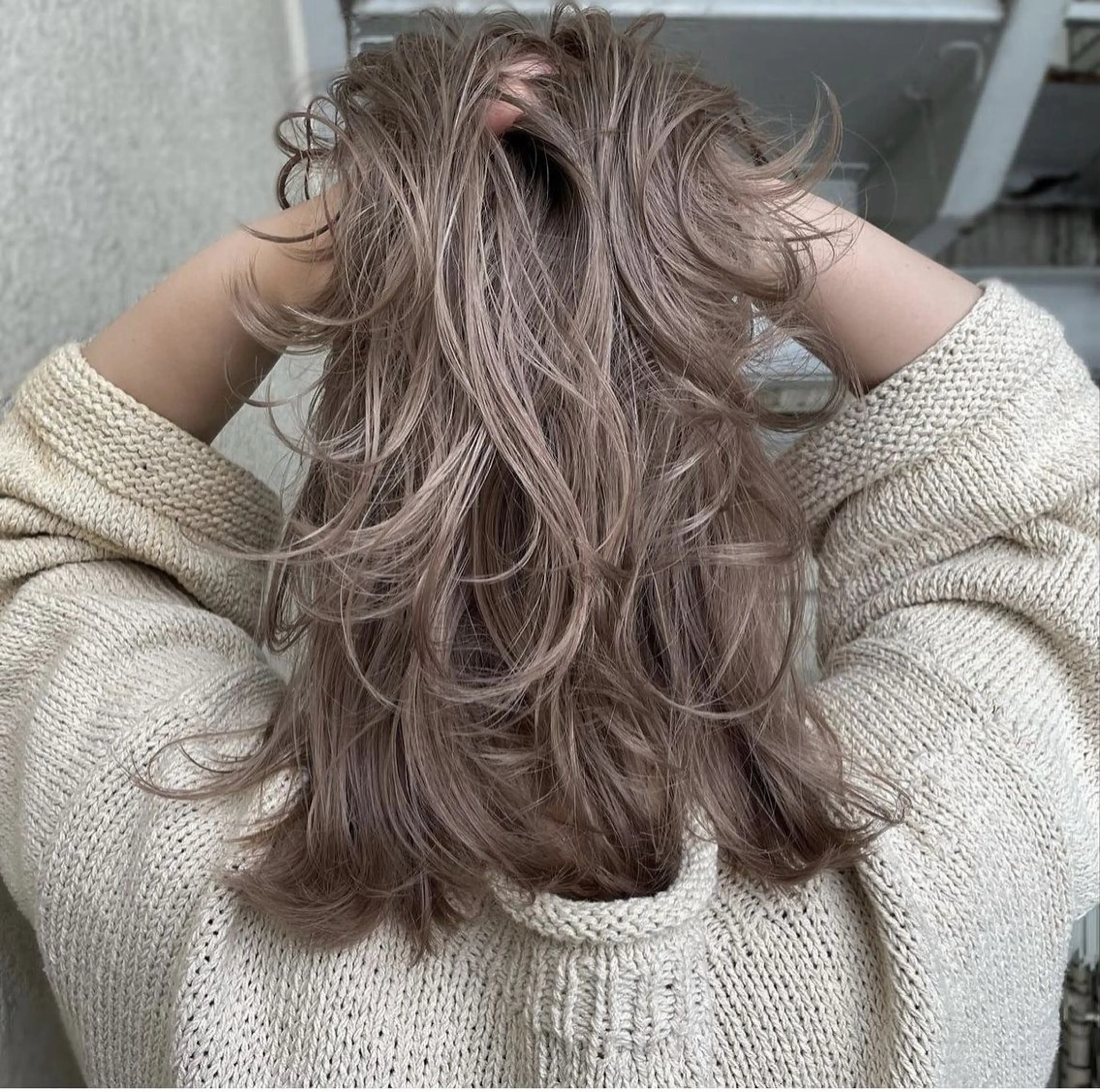 ロング カラー グレージュ ヘアカラー 表参道/ハイライト バレイヤージュのヘアスタイル