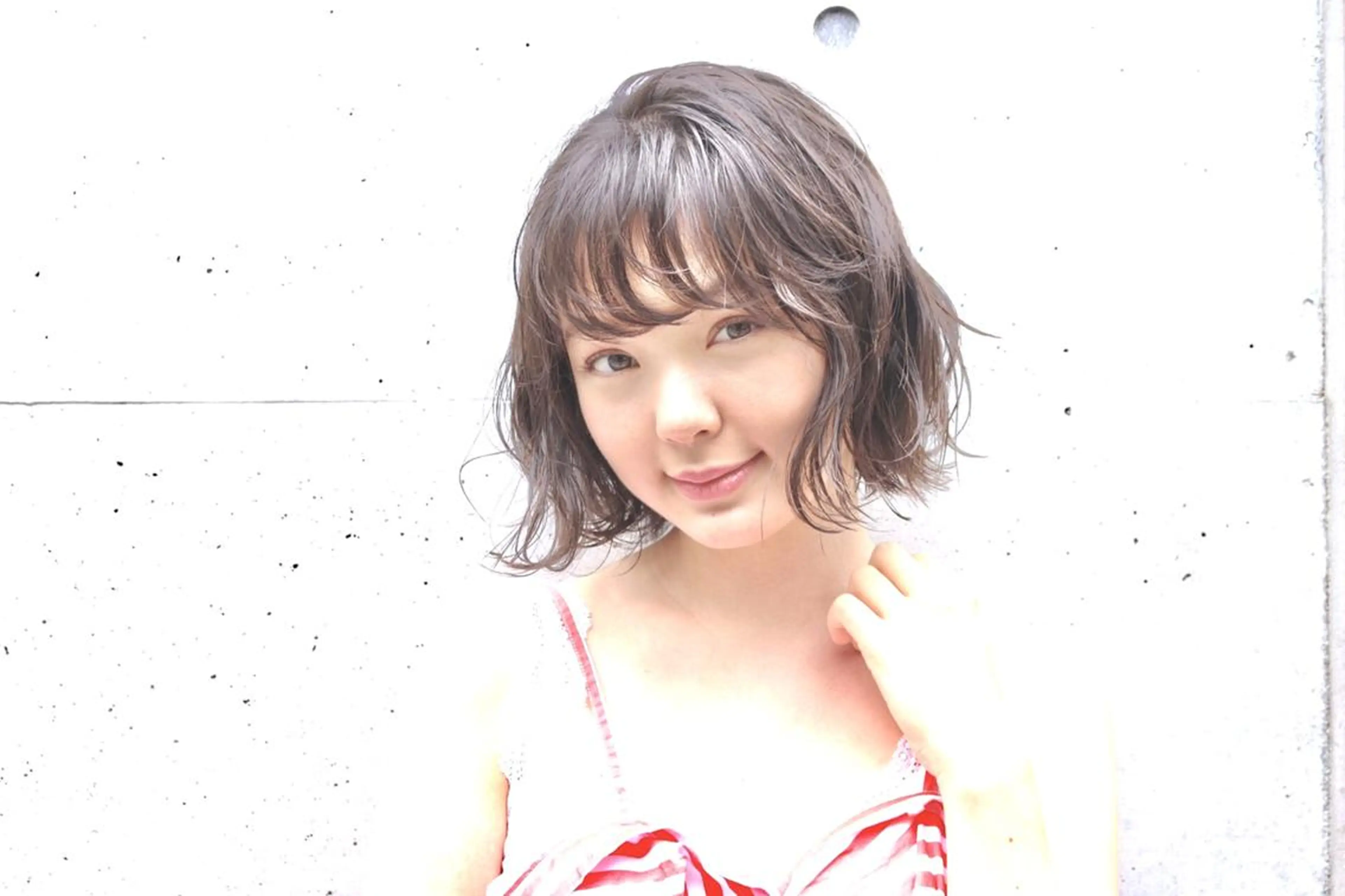 ミディアム カラー パーマ ミディアムパーマ 透明感カラー ハイライトカラー ボブ くせ毛 増子 幹樹のヘアスタイル