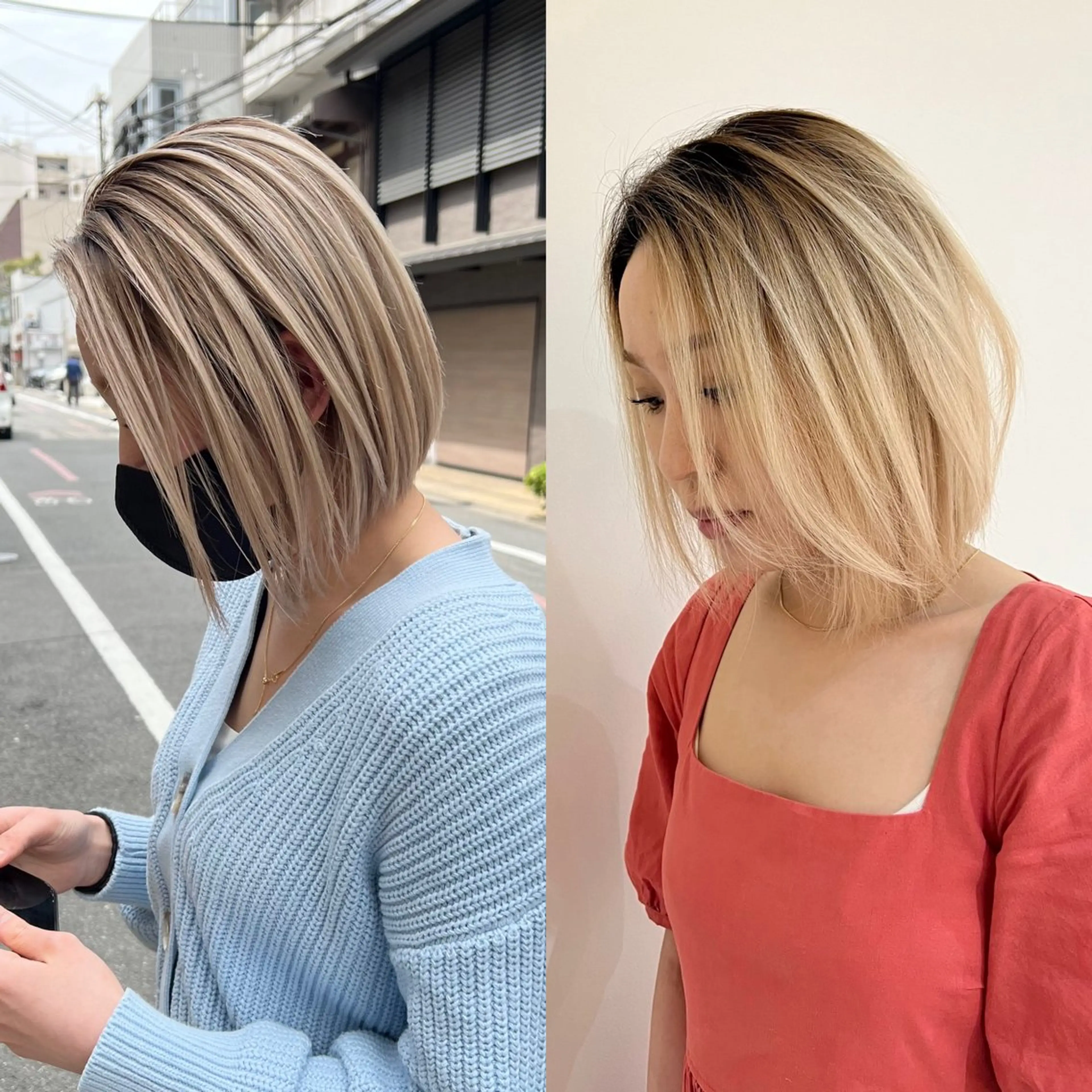 ショート カラー バレイヤージュ ブリーチ ダブルカラー ハイトーンカラー レイヤーカット ヘアカラー Via officialのヘアスタイル
