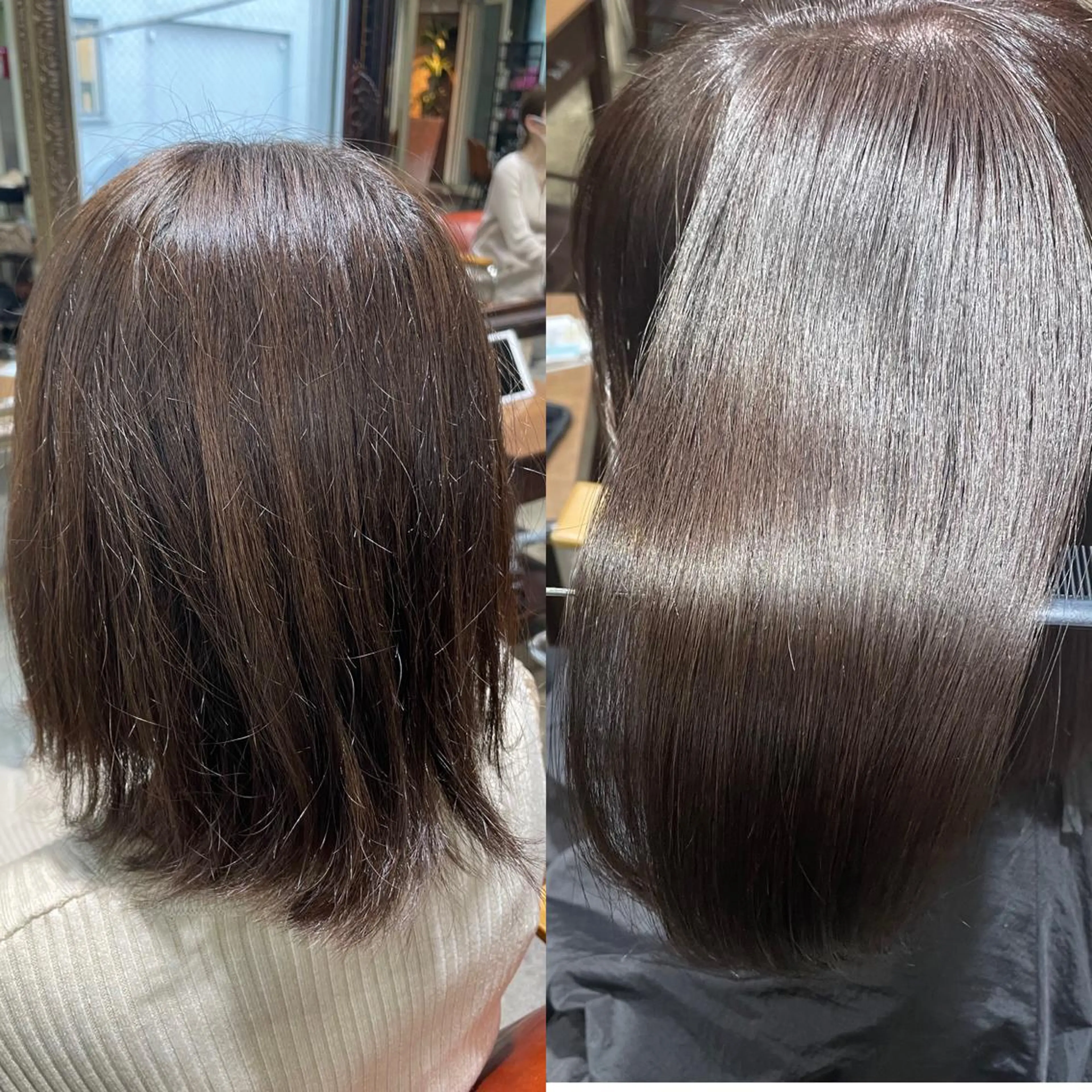 ミディアム カラー 髪質改善 縮毛矯正 トリートメント 🌈髪質改善💕 縮毛矯正✨青木まで✨のヘアスタイル