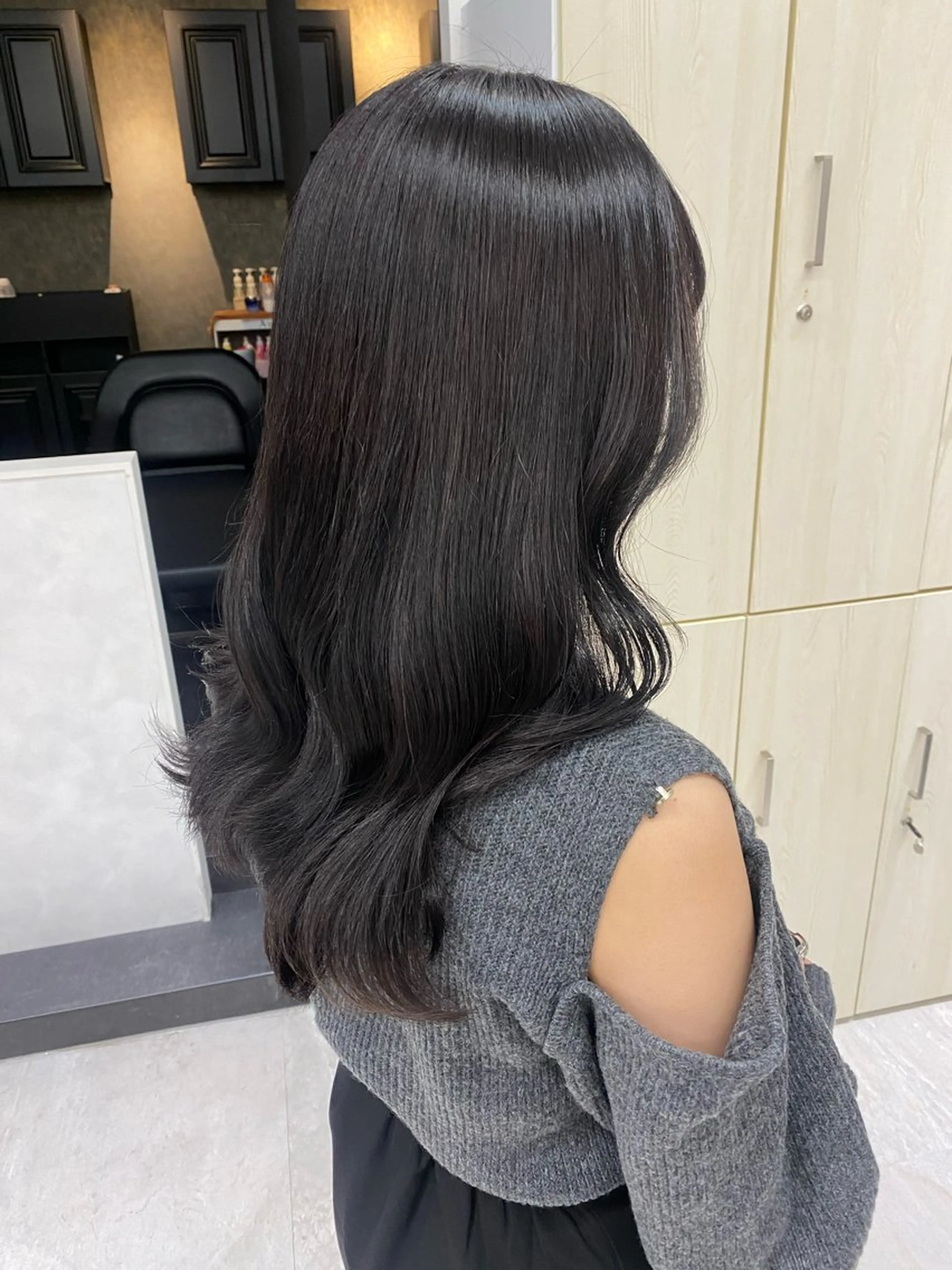 セミロング むく。/顔周り 前髪/髪質改善のヘアスタイル