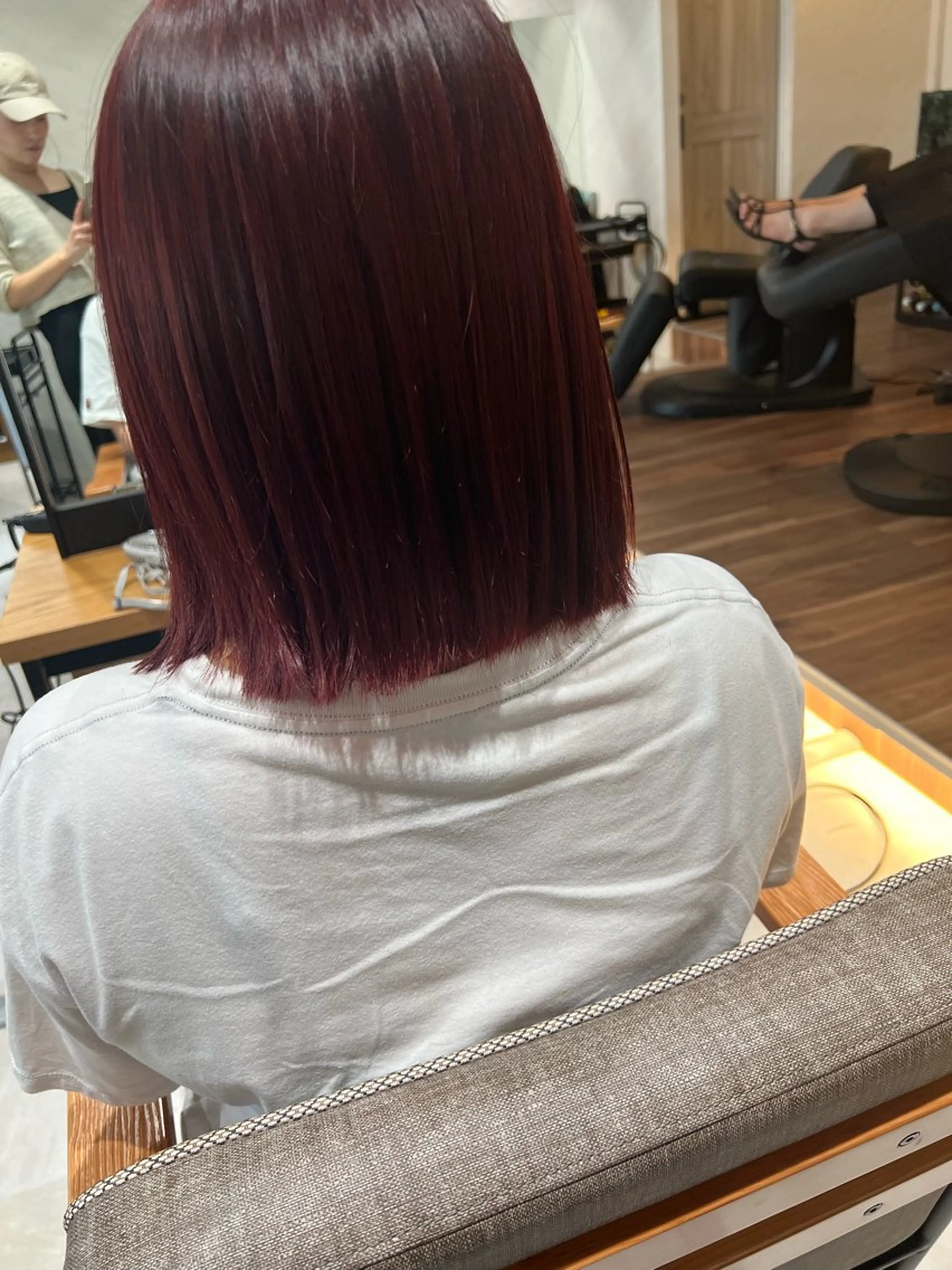 ショート カット ヘアカラー トリートメント 艶ボブ🤎暖色カラー 縮毛矯正/メンズ💈のヘアスタイル