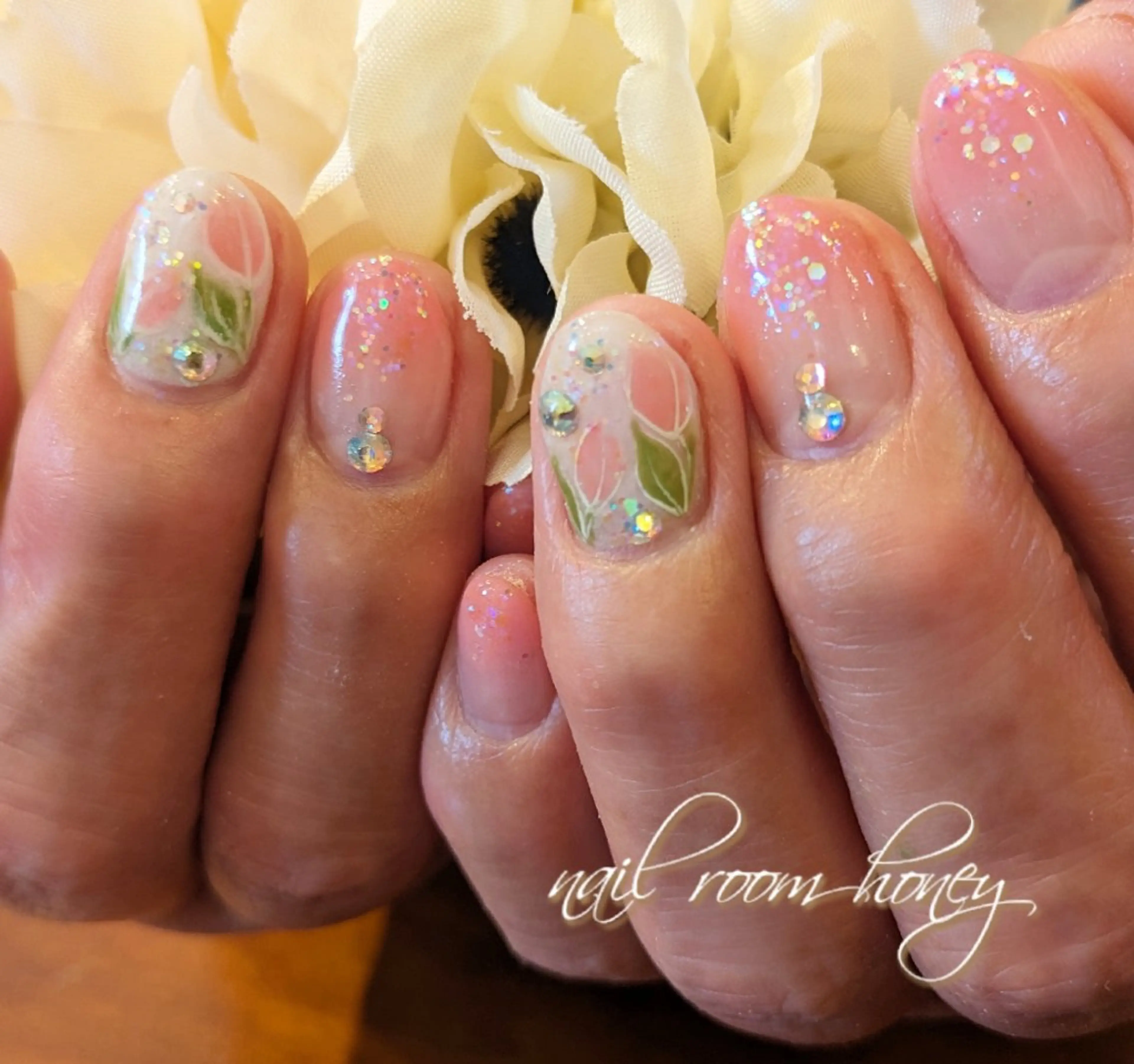 ネイル アートネイル ピンク nail room  honeyのネイルデザイン