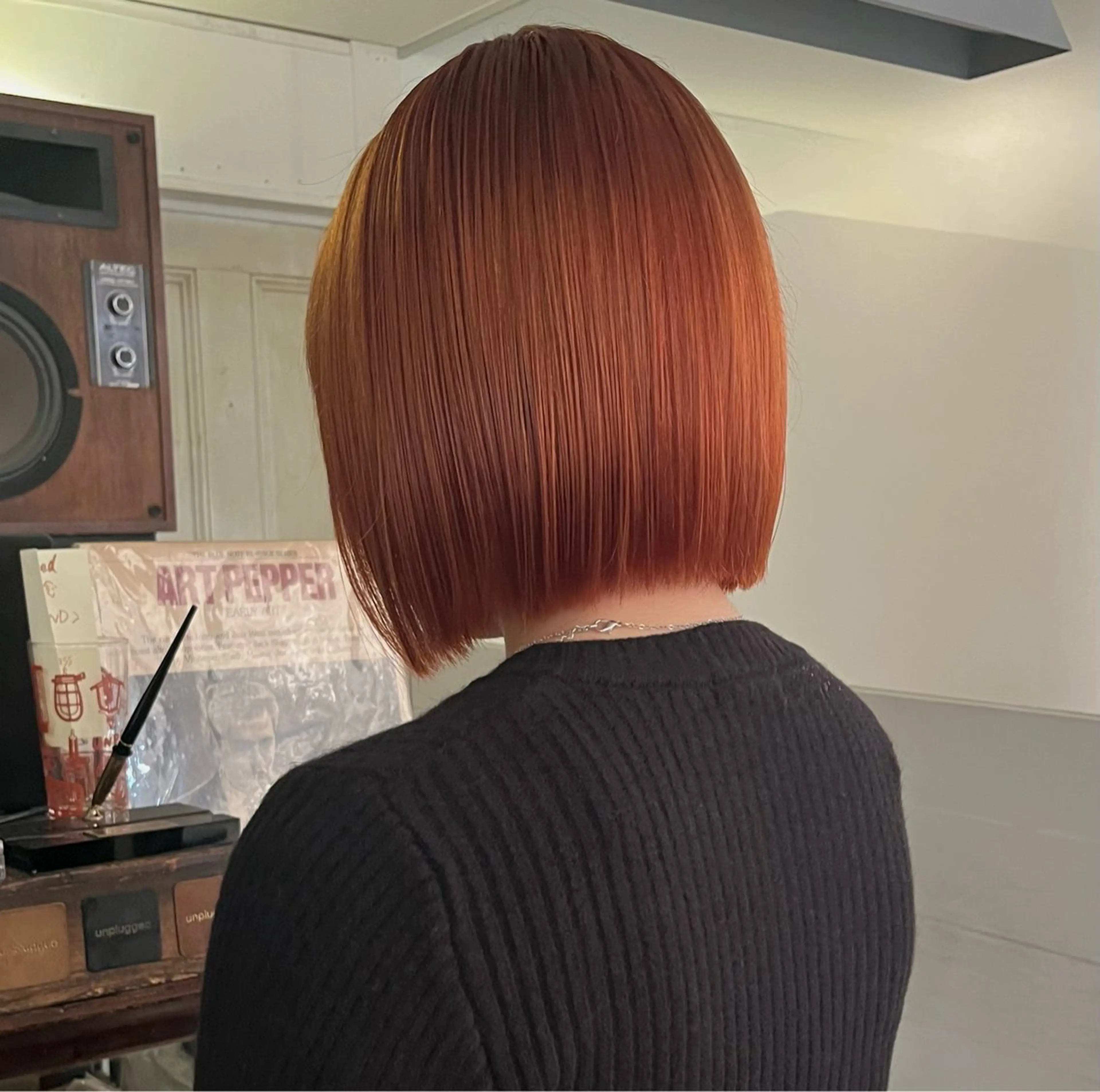 ミディアム 切りっぱなしボブ ボブ ブリーチなし/透明感 /ショート/大世のヘアスタイル