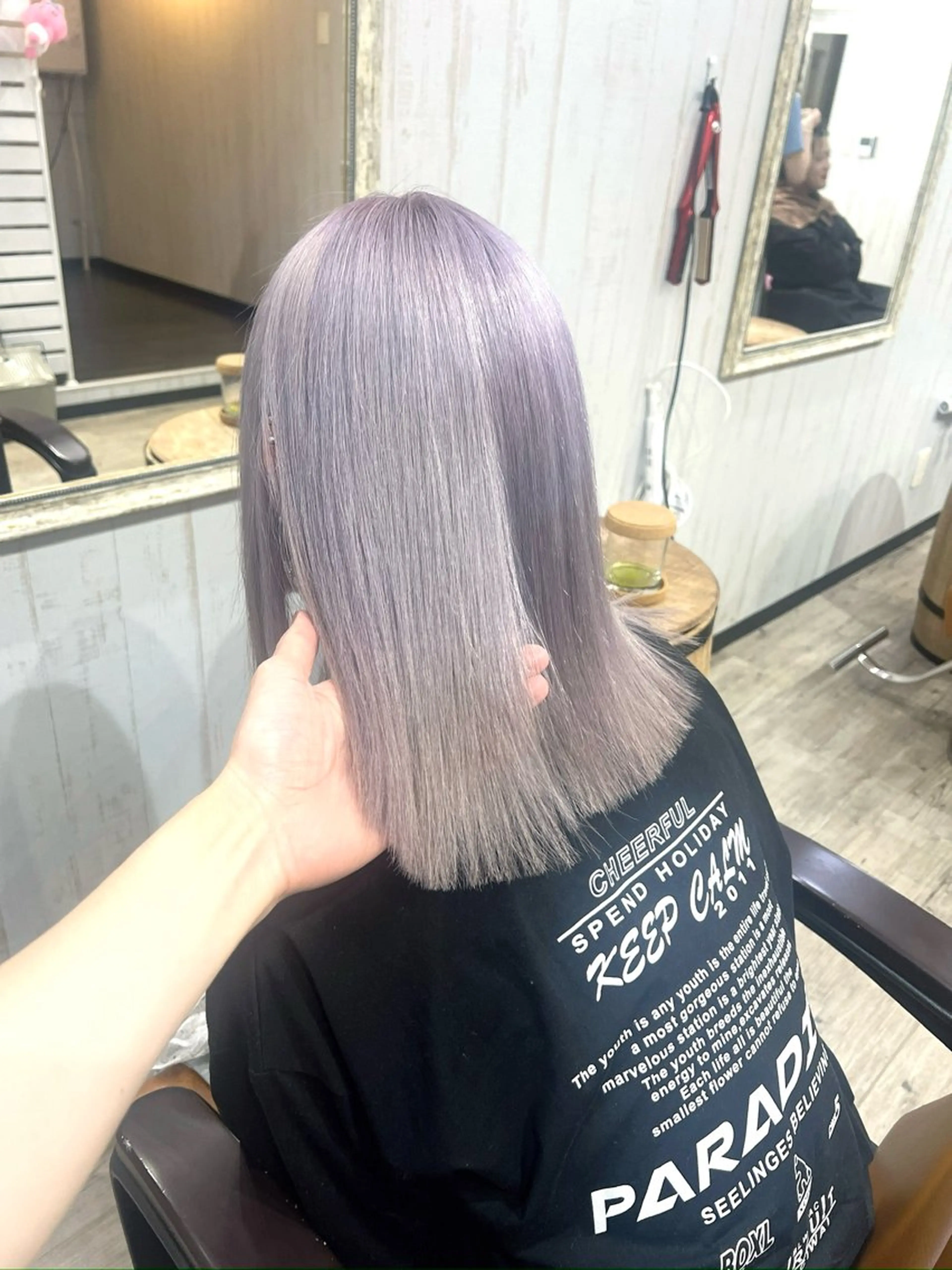 ミディアム カラー ブリーチ ラベンダーカラー ラベンダーグレー ヘアカラー トリートメント 艶髪/ハイトーン特化 店長/SHOHEIのヘアスタイル