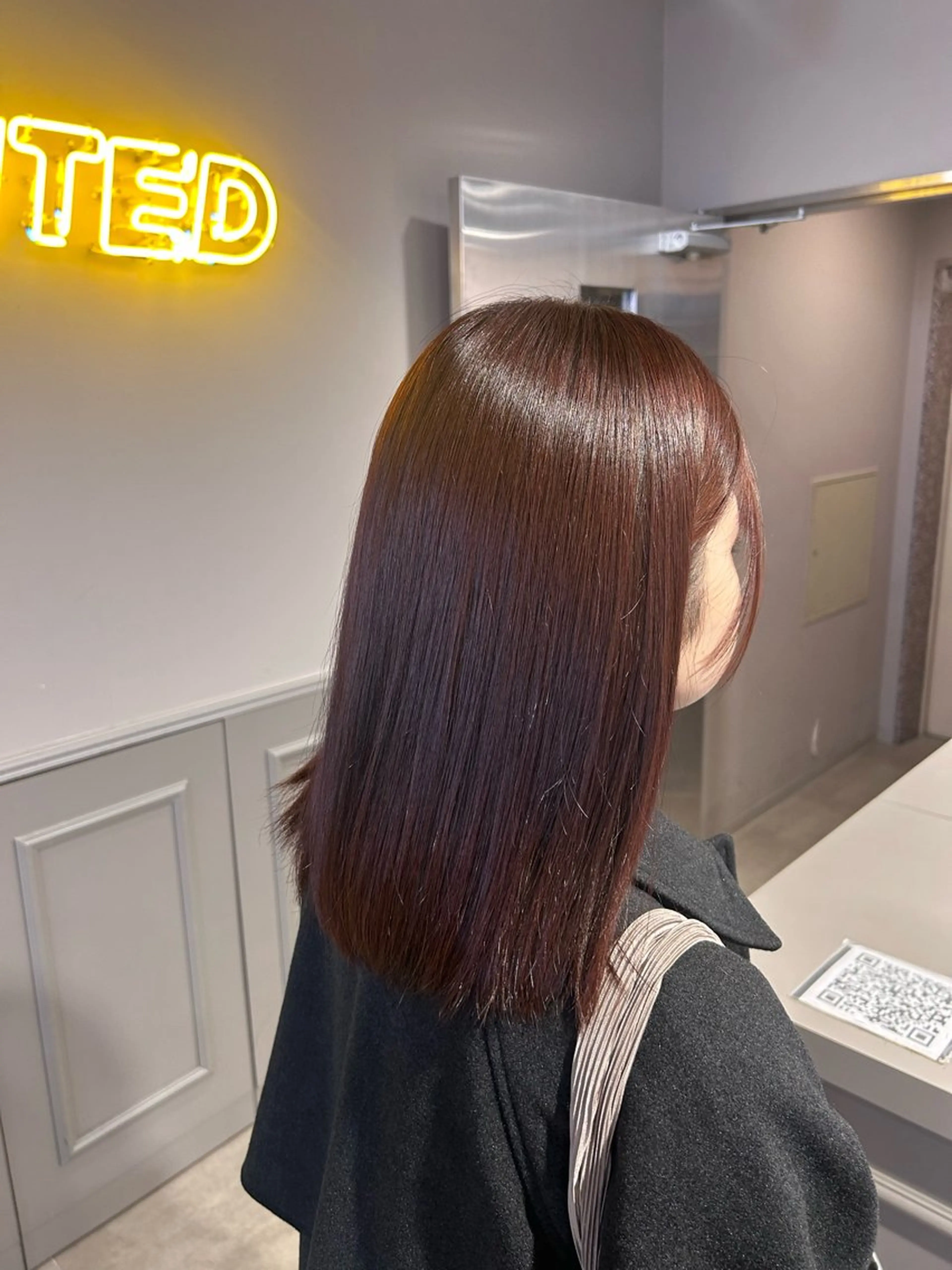 セミロング カラー パーマ ヘアアレンジ メンズ キッズ ヘアカラー トリートメント ヘアセット ブリーチなしカラー/ ブラウン/レイヤーのヘアスタイル