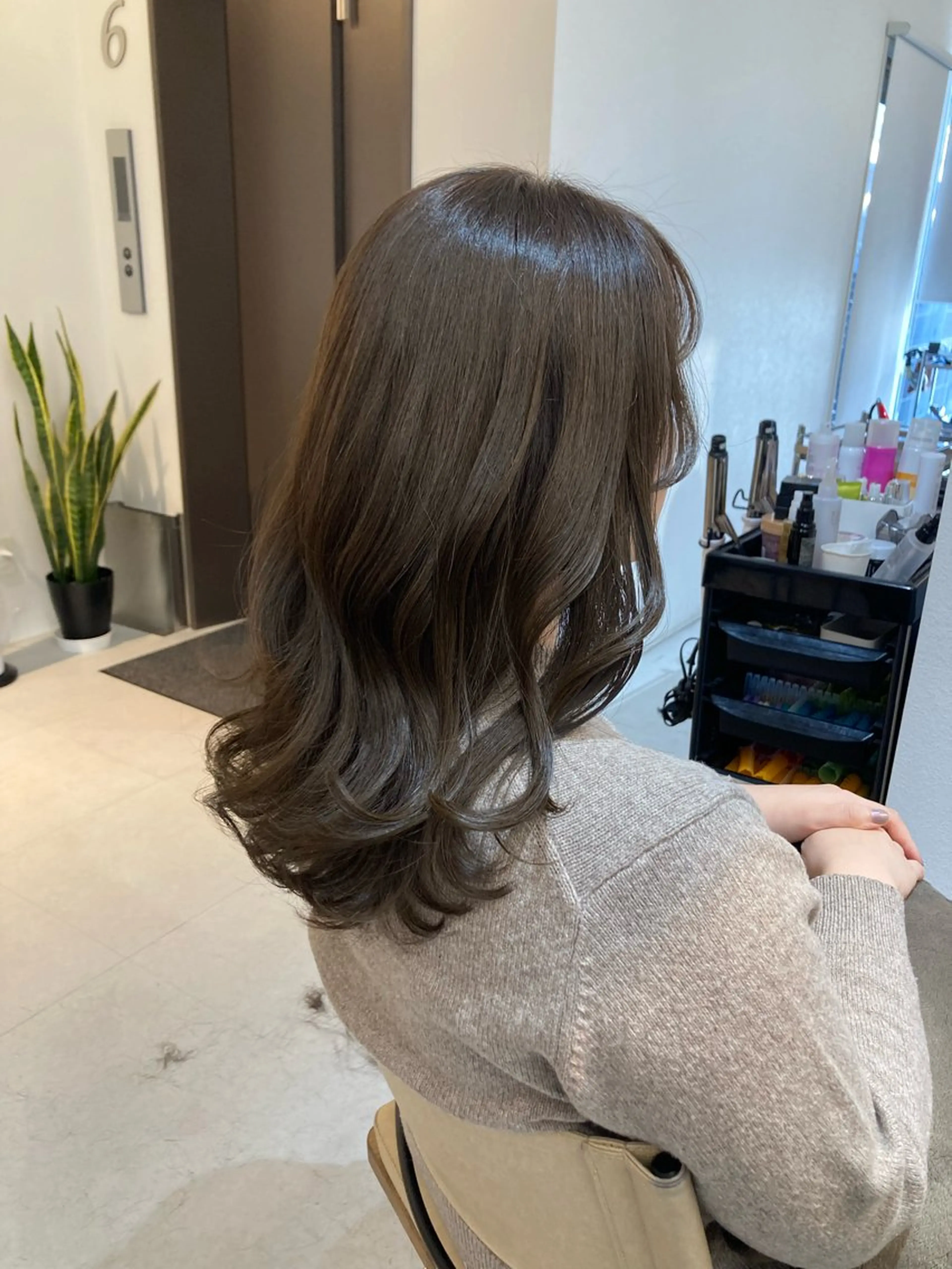 セミロング ✨色持ちの良い艶 カラー✨蟹江真世のヘアスタイル