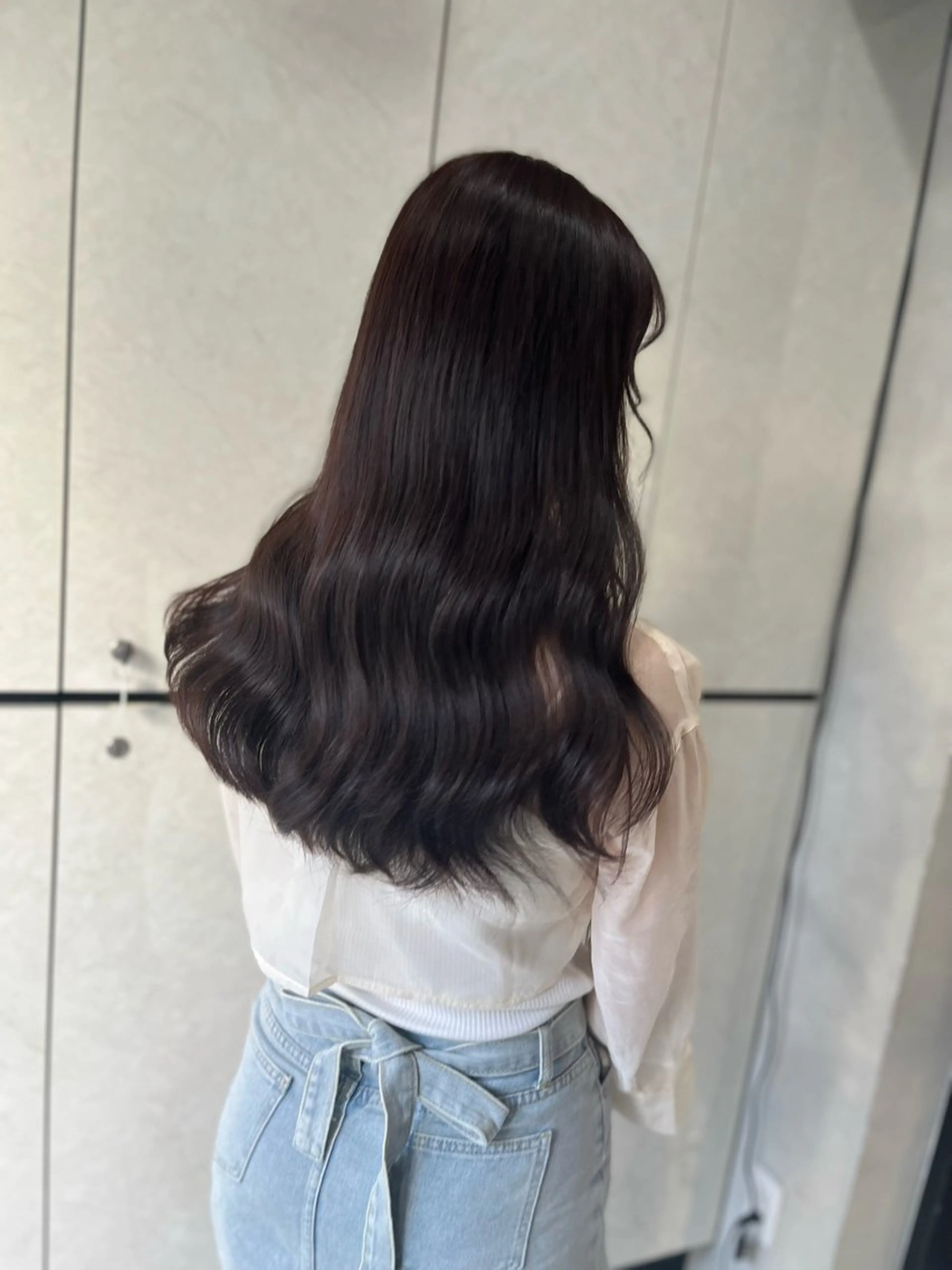 セミロング 韓国風カラー 韓国風ヘア 濱川響太レディース カットモデルのヘアスタイル