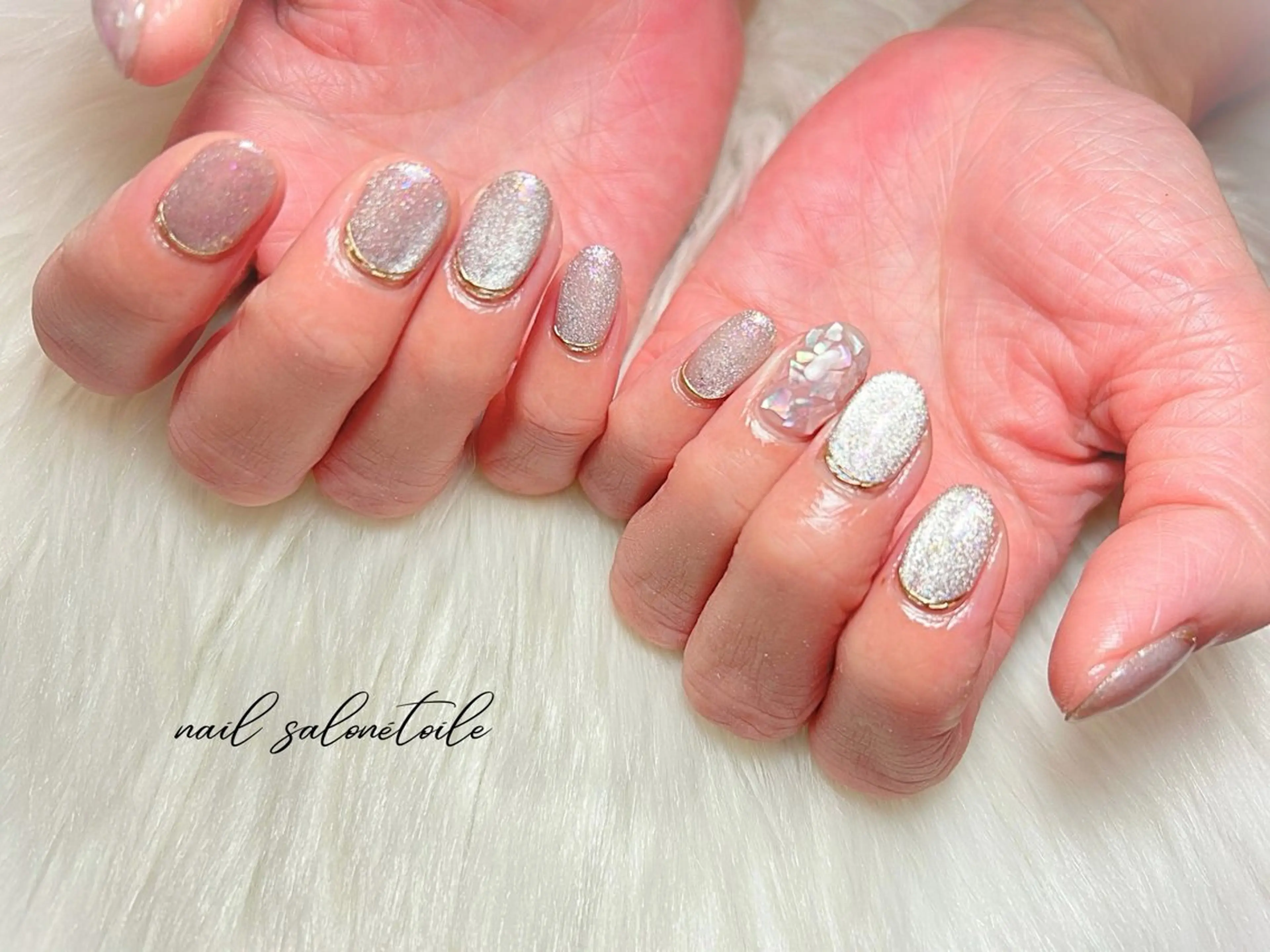 ネイル マグネットネイル ホワイト ハンドネイル nail salon étoileのネイルデザイン