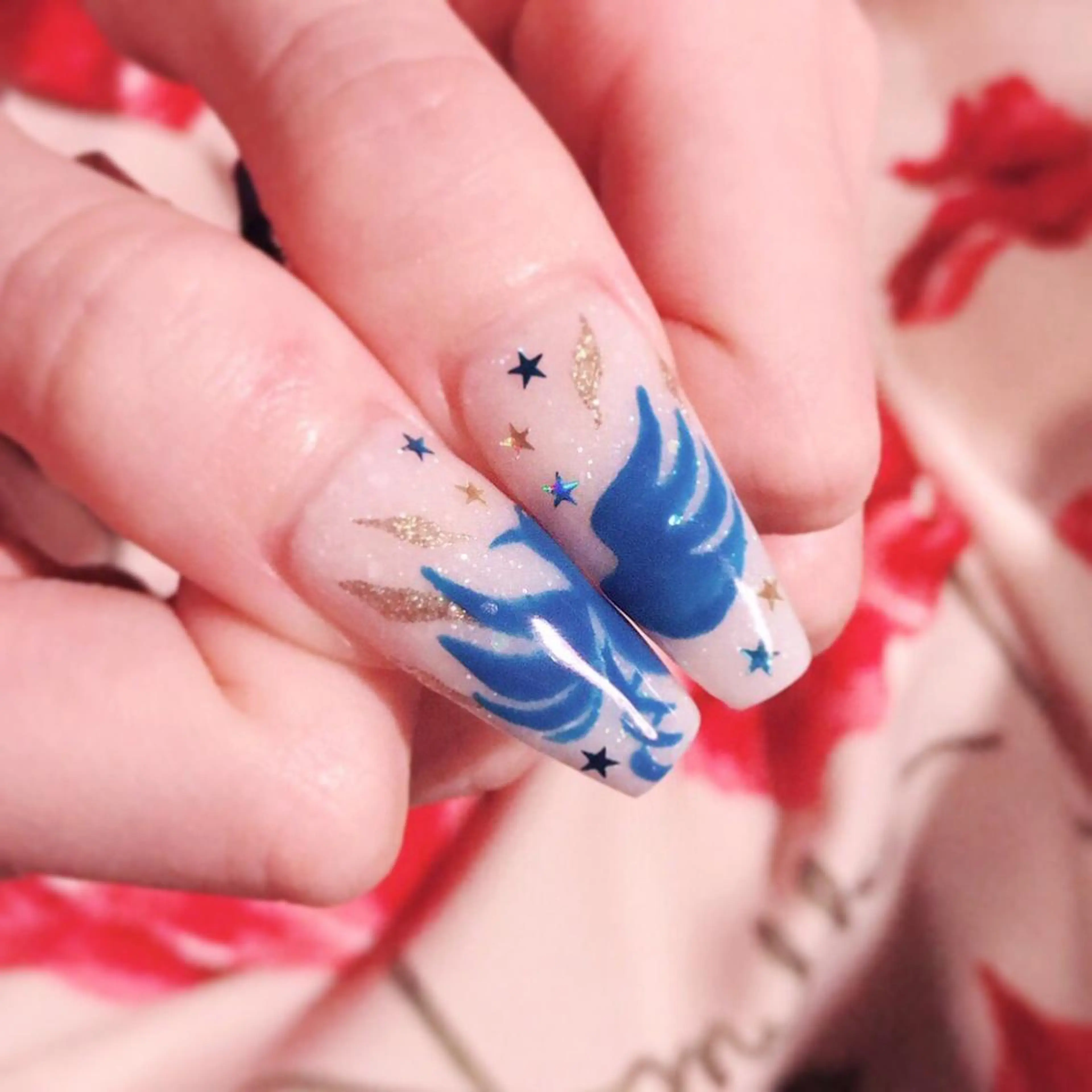 ネイル ブルー 持ち込み スカルプネイル ハンドネイル nail salon Soeurのネイルデザイン