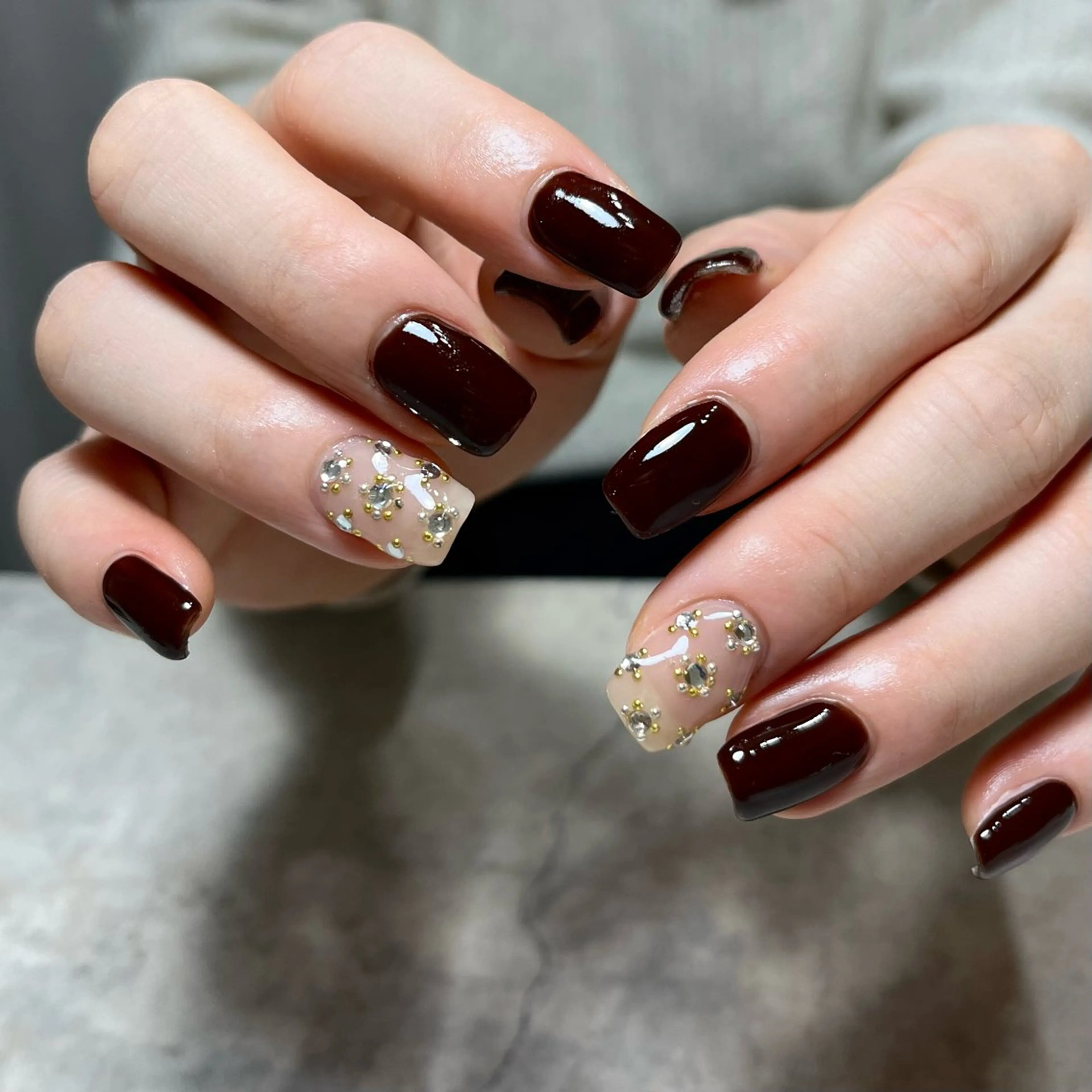 ネイル グリーン 持ち込み ハンドネイル nail salon O (en)所属・vegh. nail／阿波座のネイルデザイン