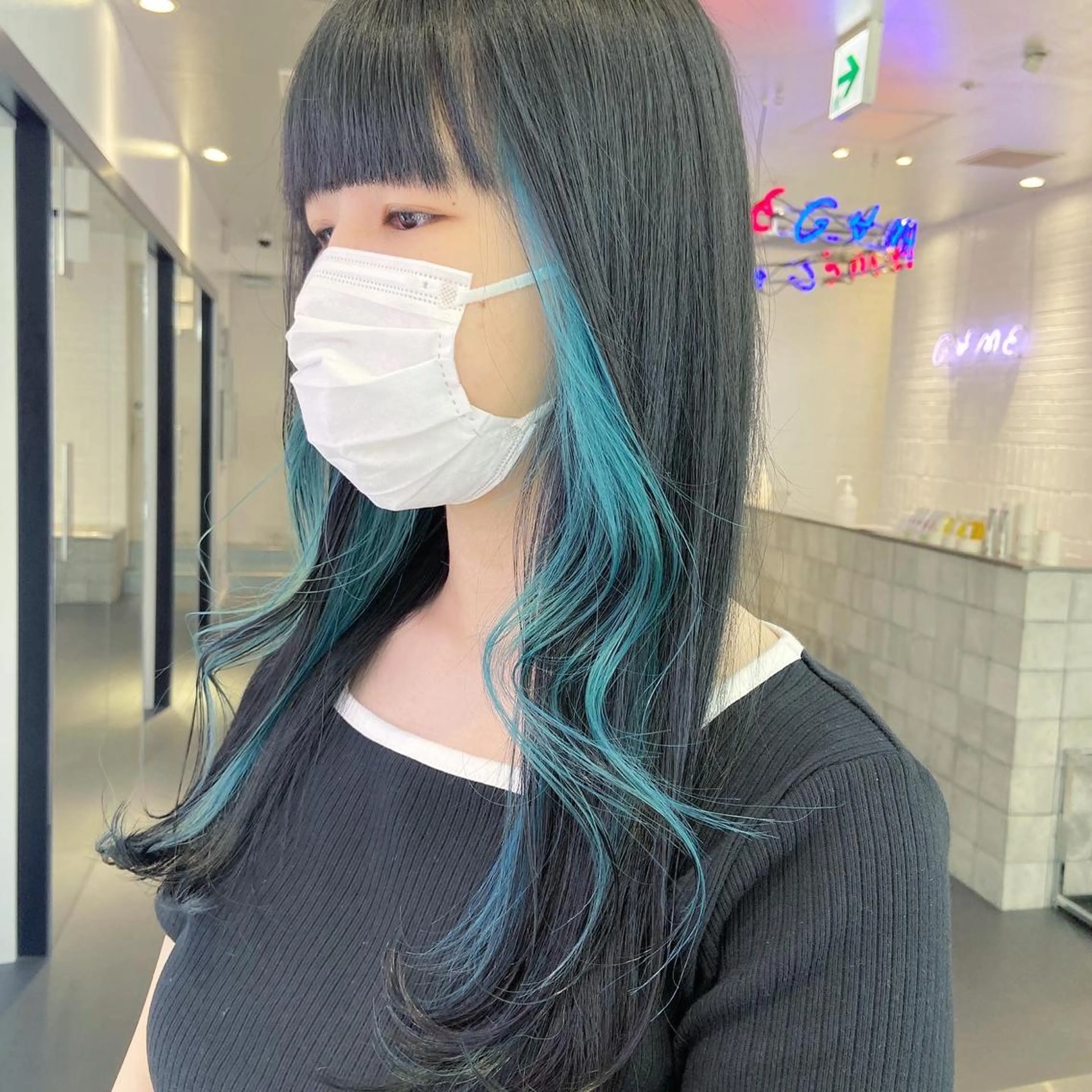 ロング カラー ヘアアレンジ ブルーカラー レイヤーカット指名 No.1💖マユカのヘアスタイル