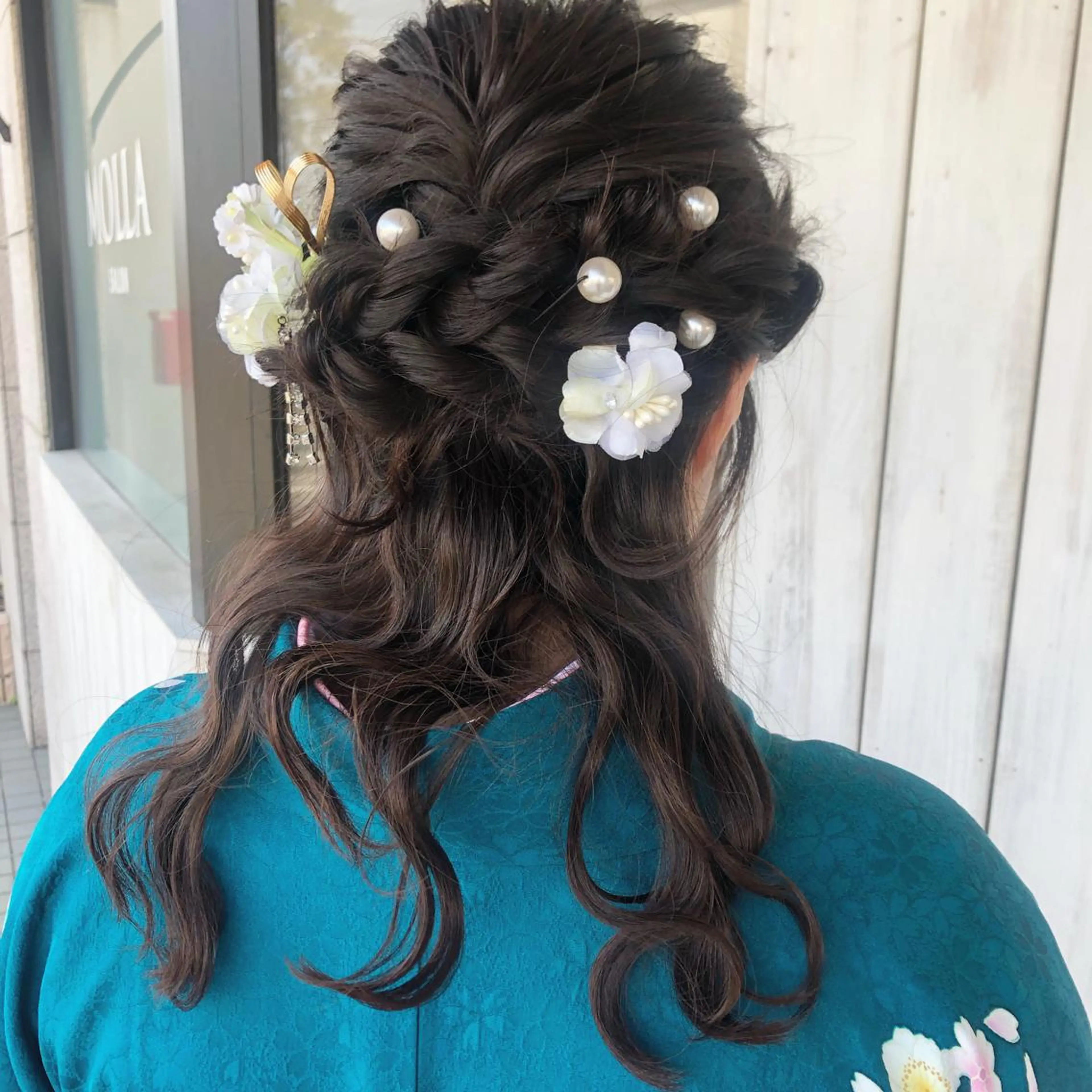 セミロング ヘアアレンジ ヘアセット MOLLA 浅香山店所属・谷口ゆめ/縮毛矯正/ 大人女子/眉ワックスのヘアスタイル