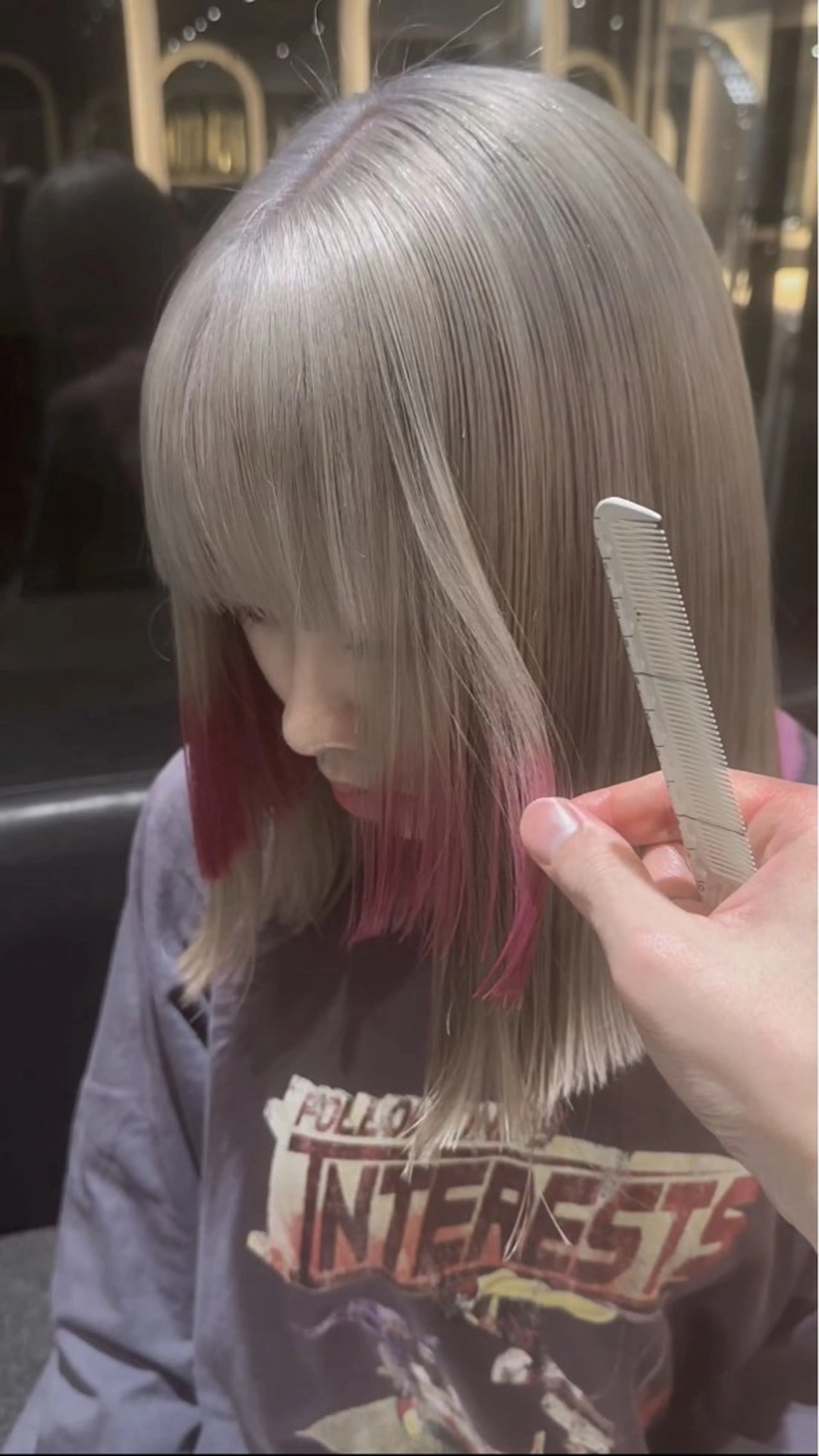 ミディアム カラー ブリーチ ケアブリーチ イヤリングカラー インナーカラー カット ヘアカラー トリートメント レイヤーカット/ ブリーチカラー/雅人のヘアスタイル