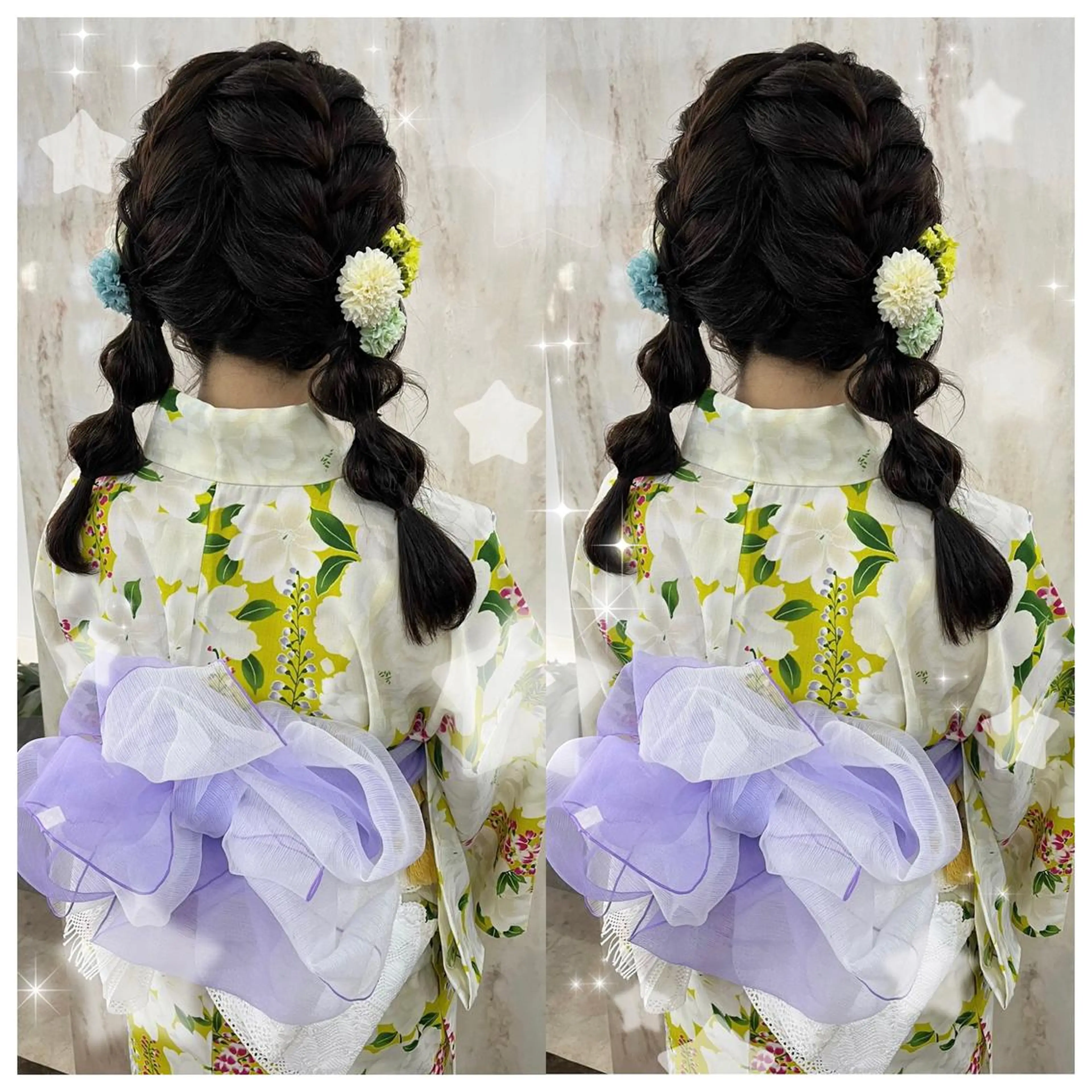 セミロング カラー ヘアアレンジ 結婚式・ブライダル シールエクステ バレイヤージュ 黒髪 ブリーチ セキグチ💞 lilaのマツエク・マツパデザイン