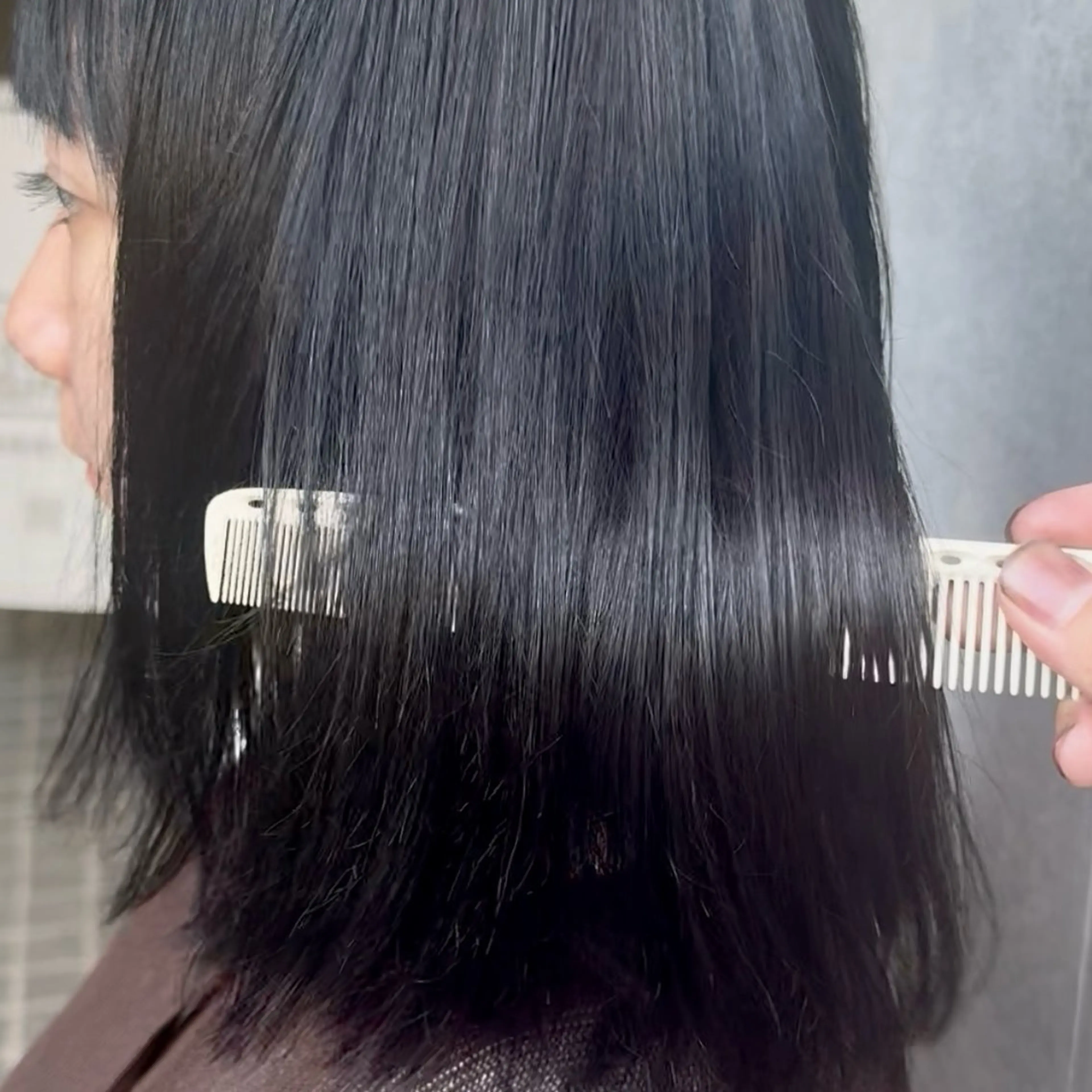 セミロング カラー 黒髪 ブリーチ メンズカット/ うる艶縮毛矯正/僚汰のヘアスタイル