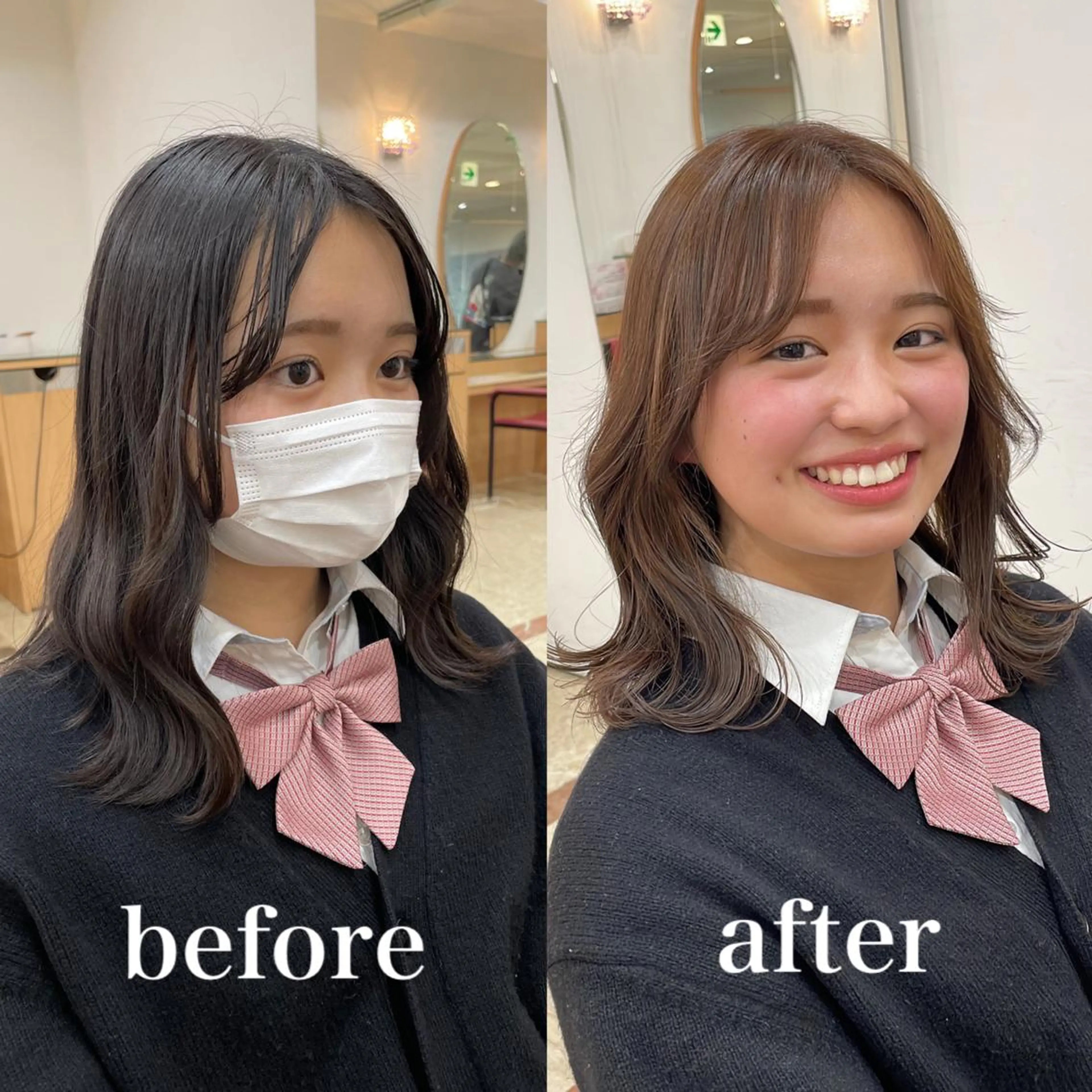 カラー ベージュカラー 黒髪 ブリーチ ダブルカラー ミルクティーベージュ トルクアータ伏見 MIKUのヘアスタイル