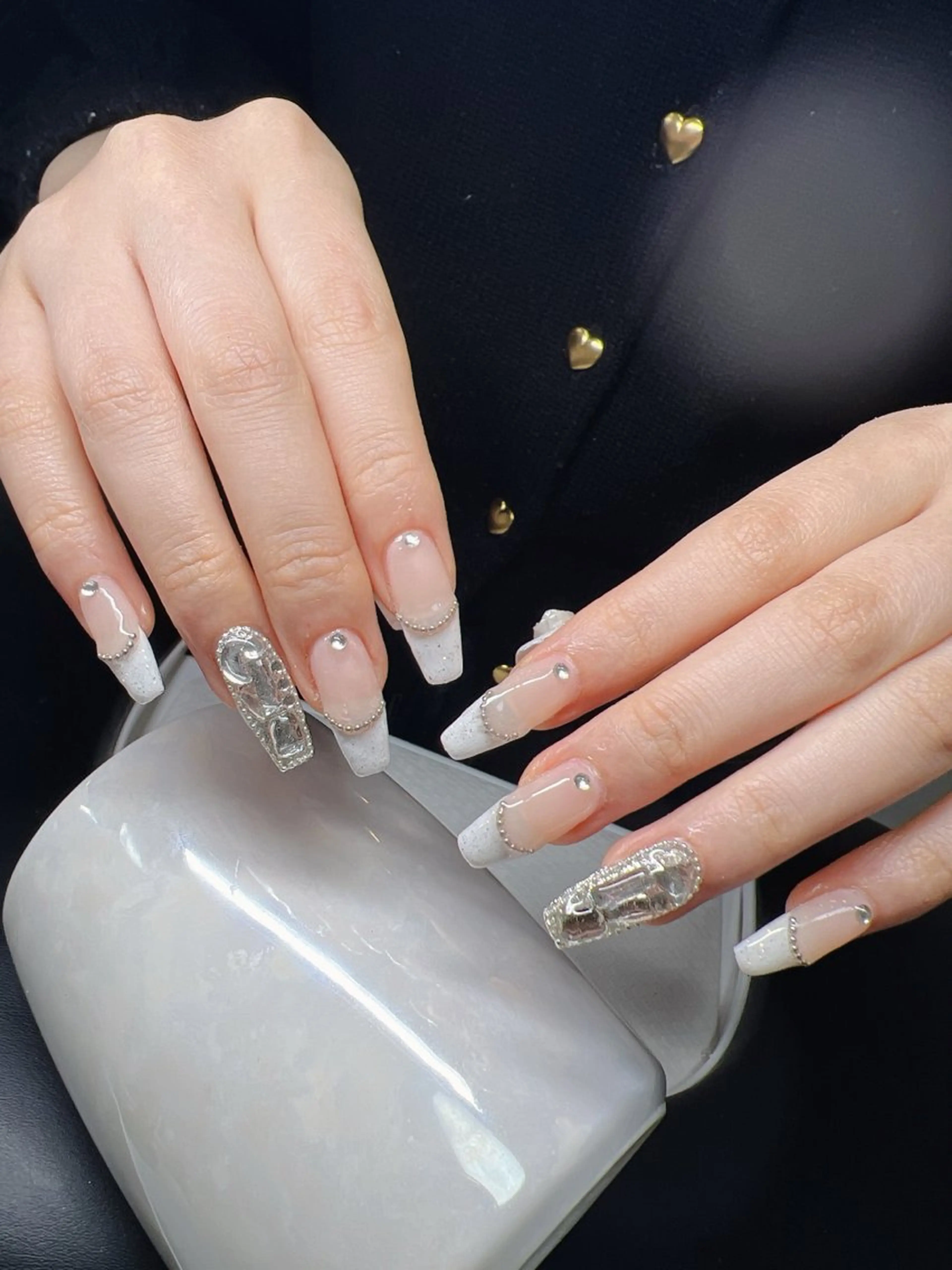 ネイル オーロラネイル チークネイル 長さ出し フットネイル フレンチネイル ハンドネイル Lee Nailsのネイルデザイン