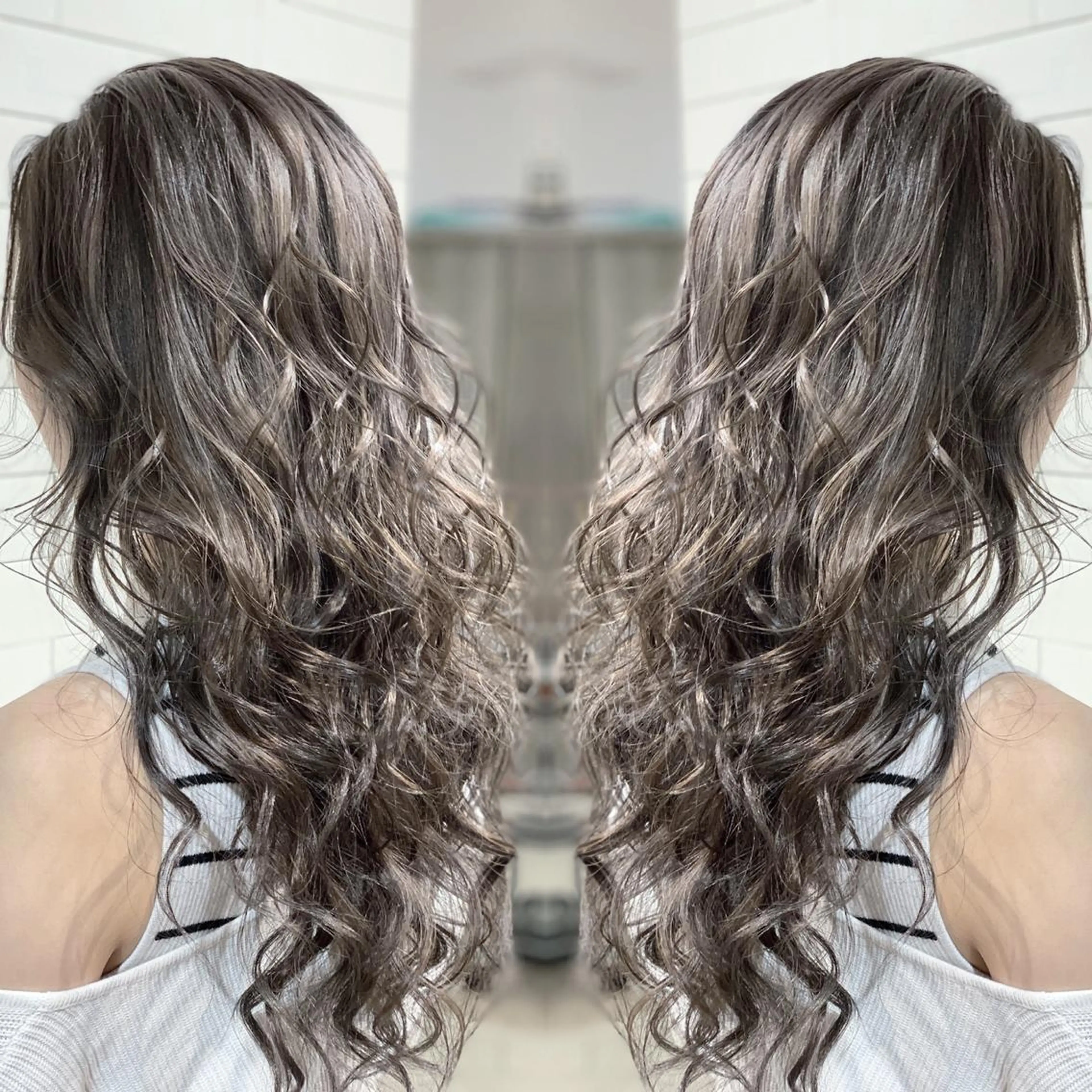 ロング カラー ヘアアレンジ ヘアカラー 髪質改善×ハイトーン 中田啄也のヘアスタイル