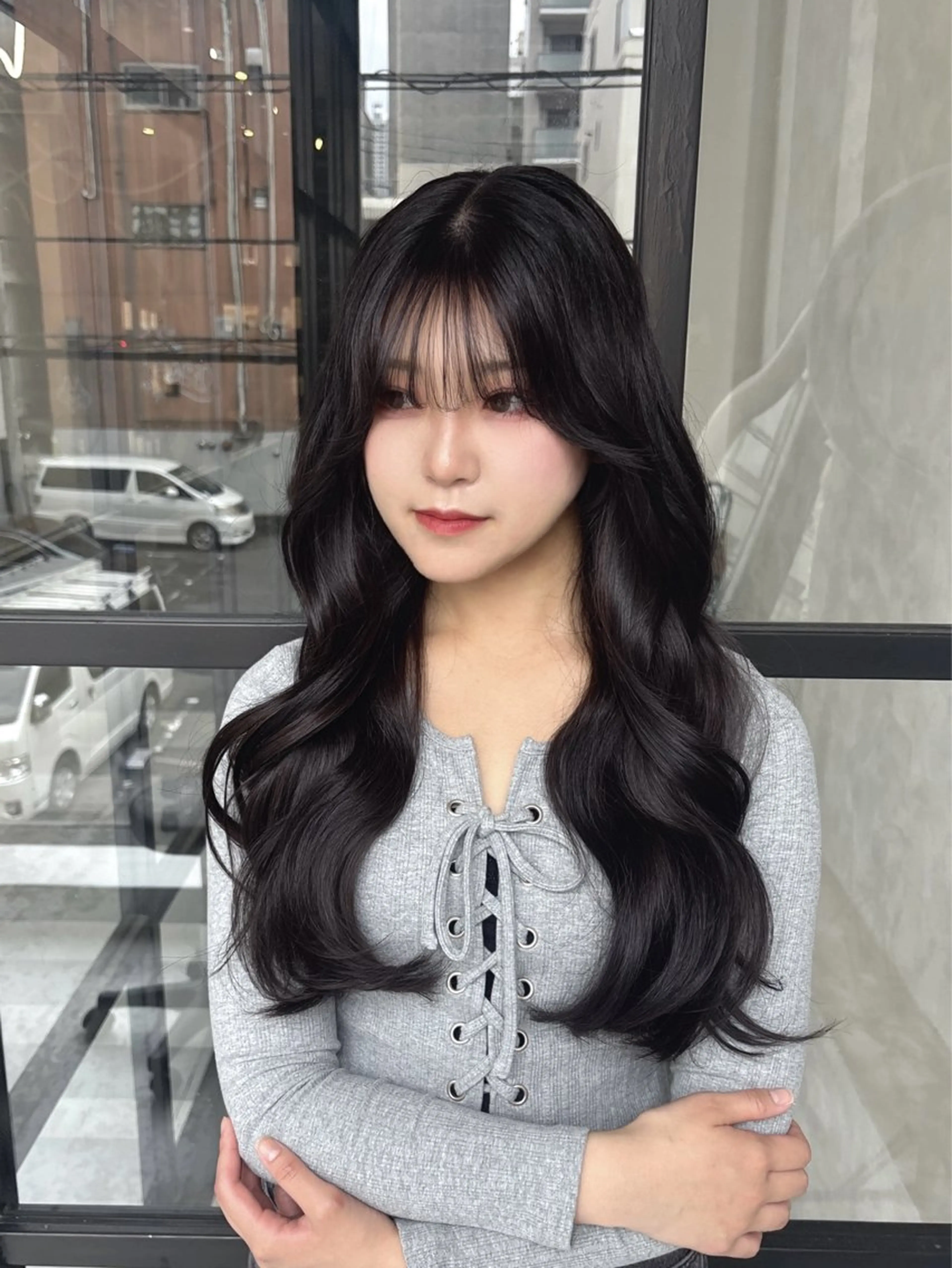 ロング パープルカラー ヘアカラー MaisonHALU さくらのヘアスタイル