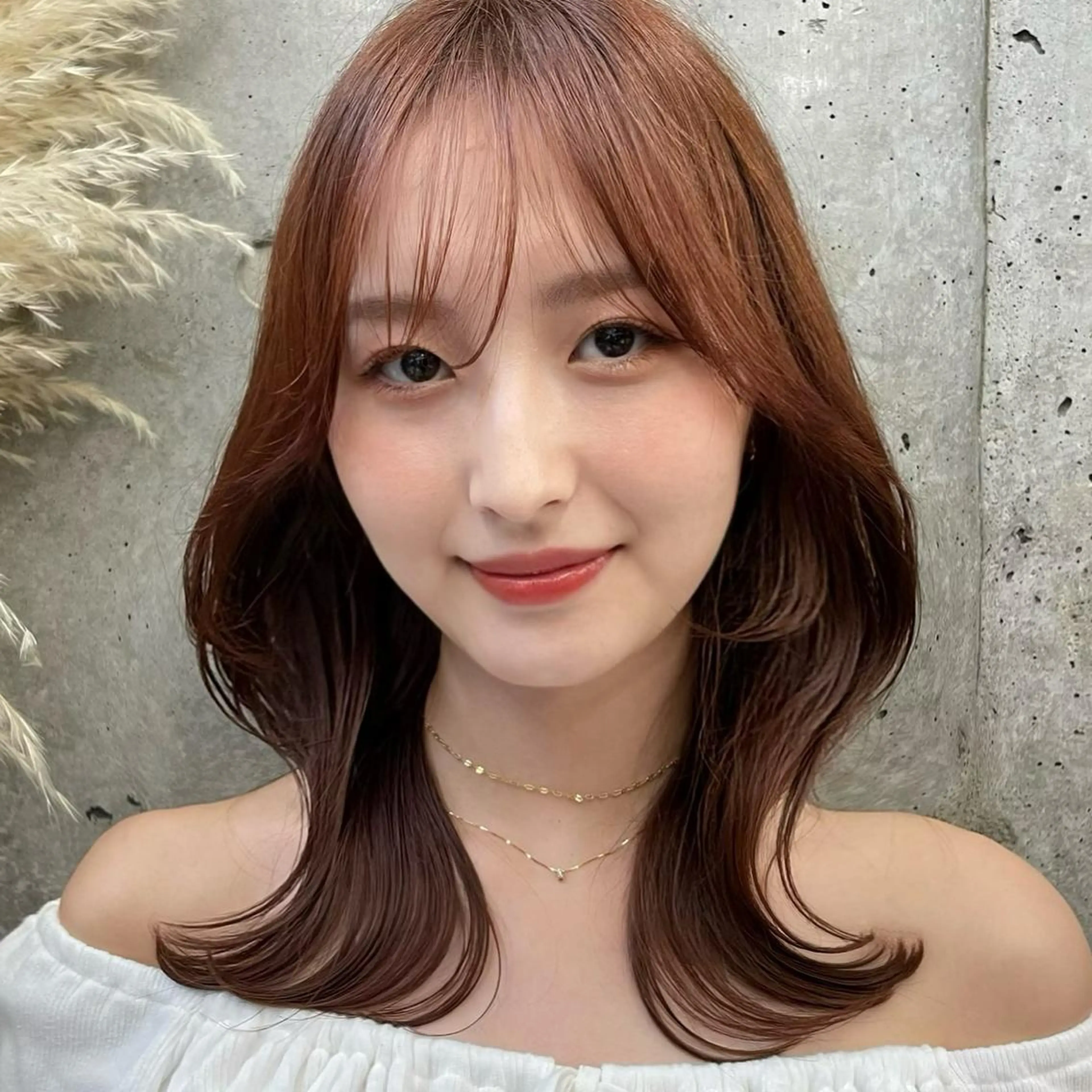 ミディアム カラー ブラウンカラー オレンジ オレンジブラウン 盛れる顔周り /透明感/かりん🎀のヘアスタイル