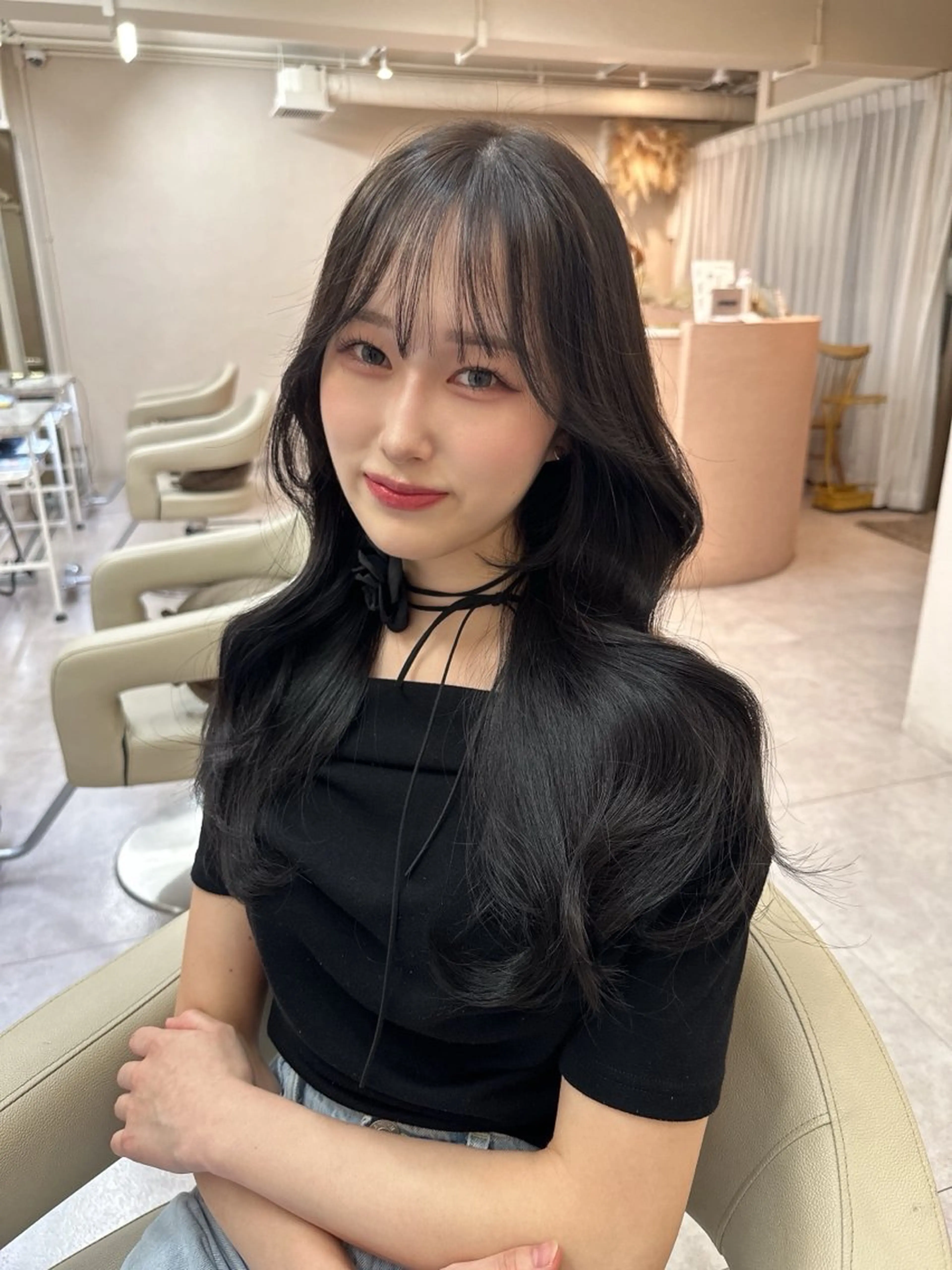 ロング レイヤーカット 韓国ヘア🦢🖤 Sayumiのヘアスタイル