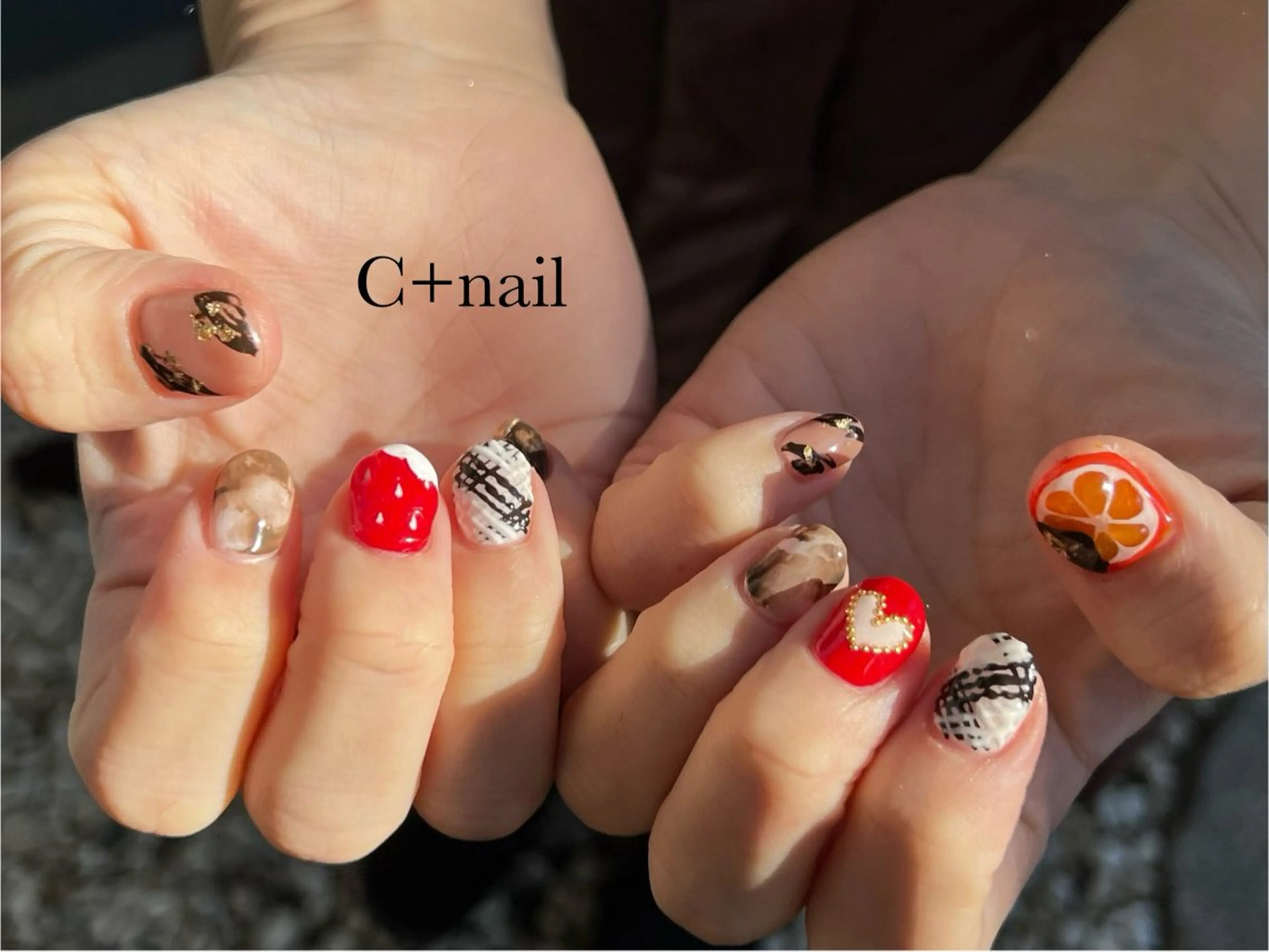 ネイル ショートネイル バレンタイン ハンドネイル ✴︎ C+nailのネイルデザイン