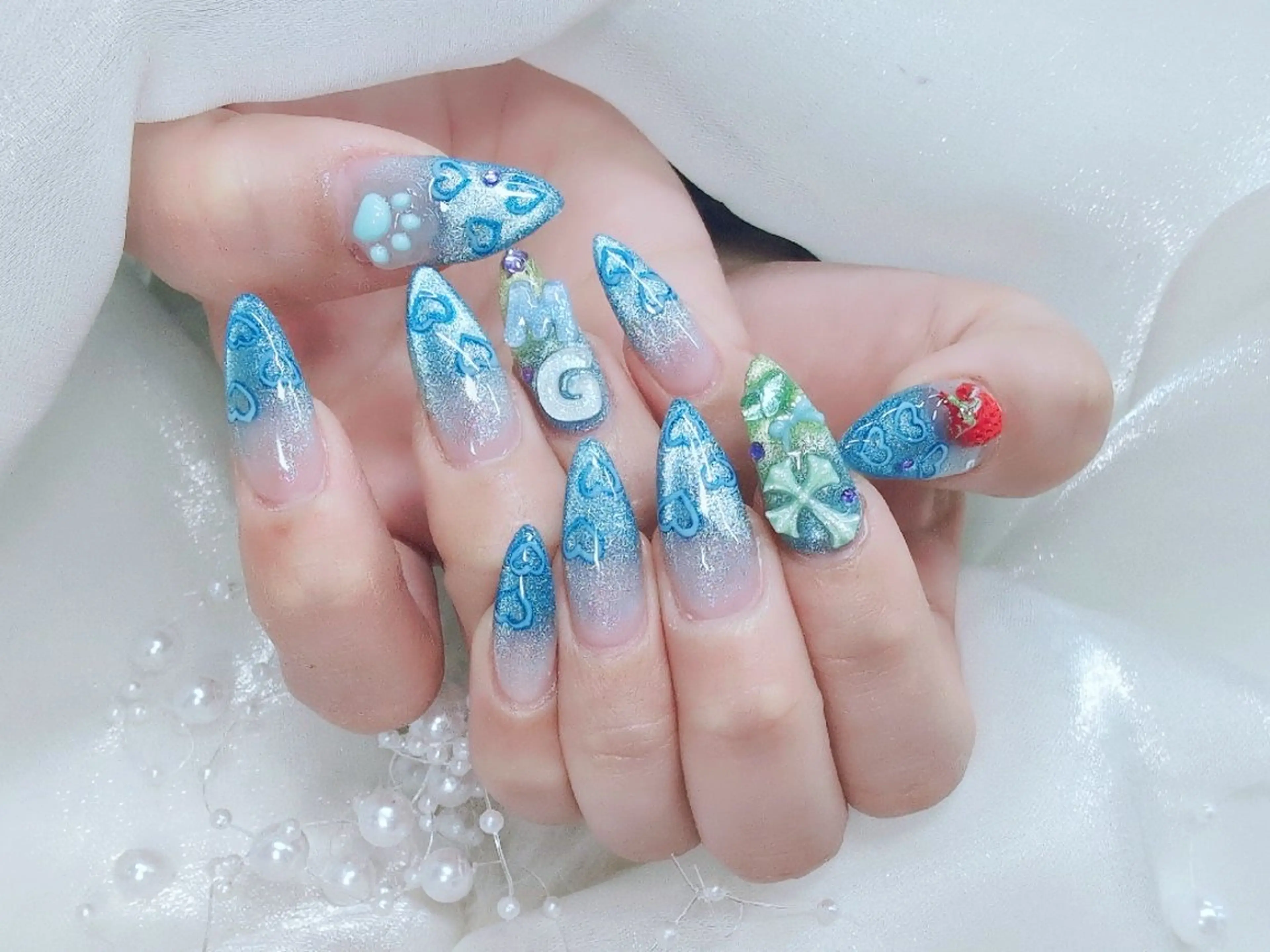 ネイル チークネイル 長さ出し フラッシュネイル フレンチネイル ジェルネイル Chouette Nailのネイルデザイン