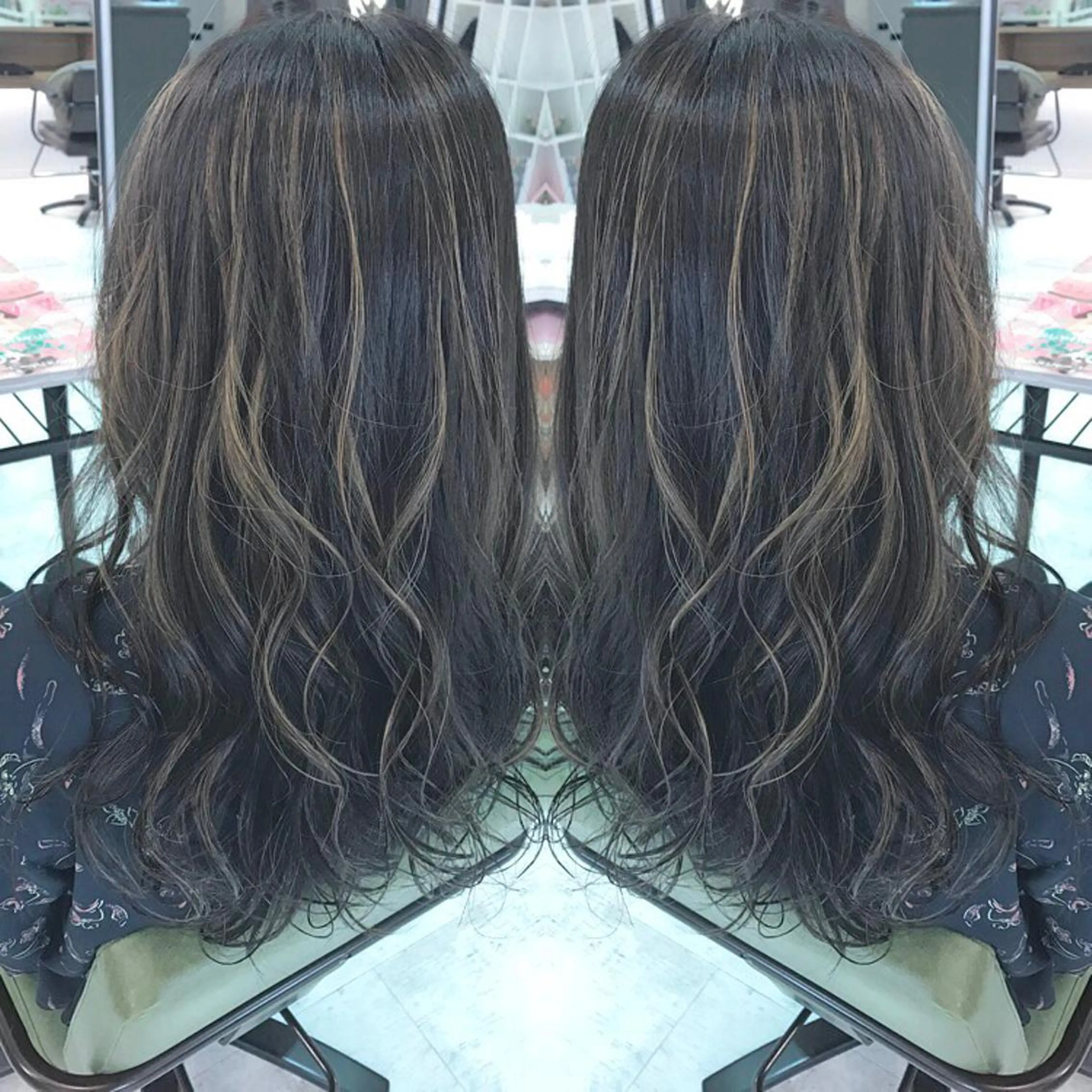 ロング カラー グレージュ ハイライトカラー ハイライト 青木 茂樹⭐️ 透明感カラーのヘアスタイル