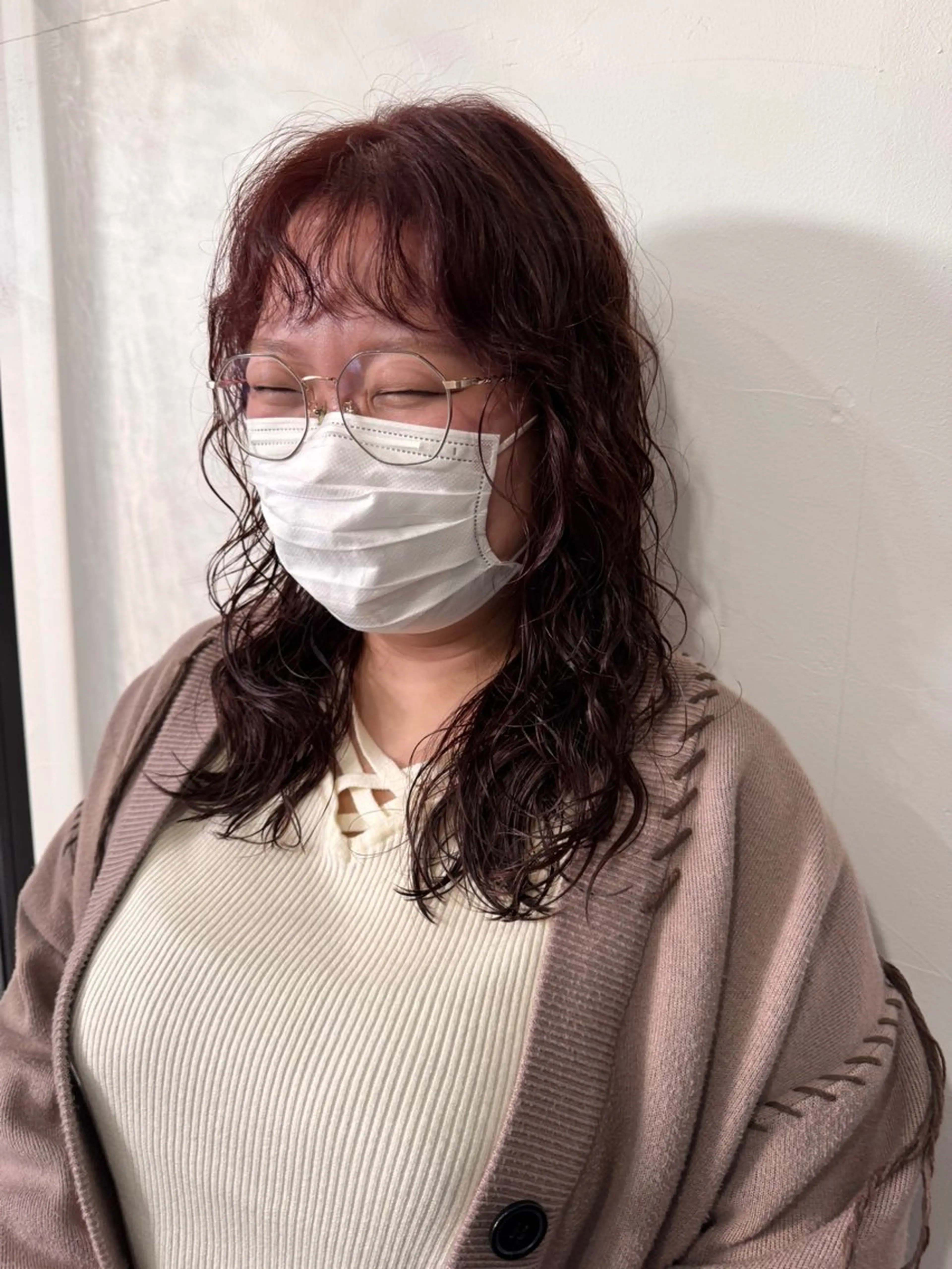 セミロング カット パーマ トリートメント ブリーチ／デザイン／ 🫟Rurika🫟のヘアスタイル