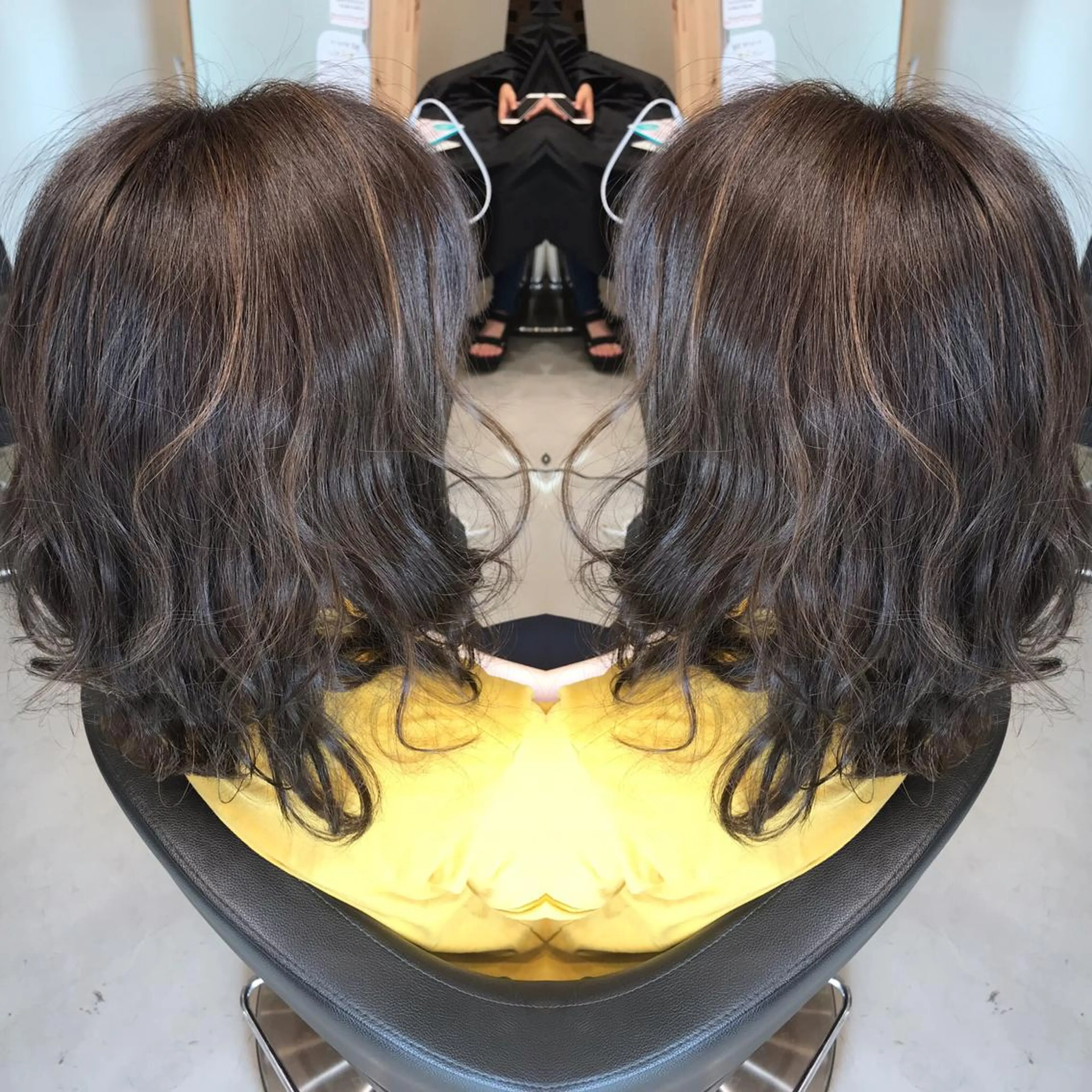 ミディアム カラー ブリーチ ハイライトカラー ブリーチなしカラー ハイライト 大久保 隆蔵のヘアスタイル