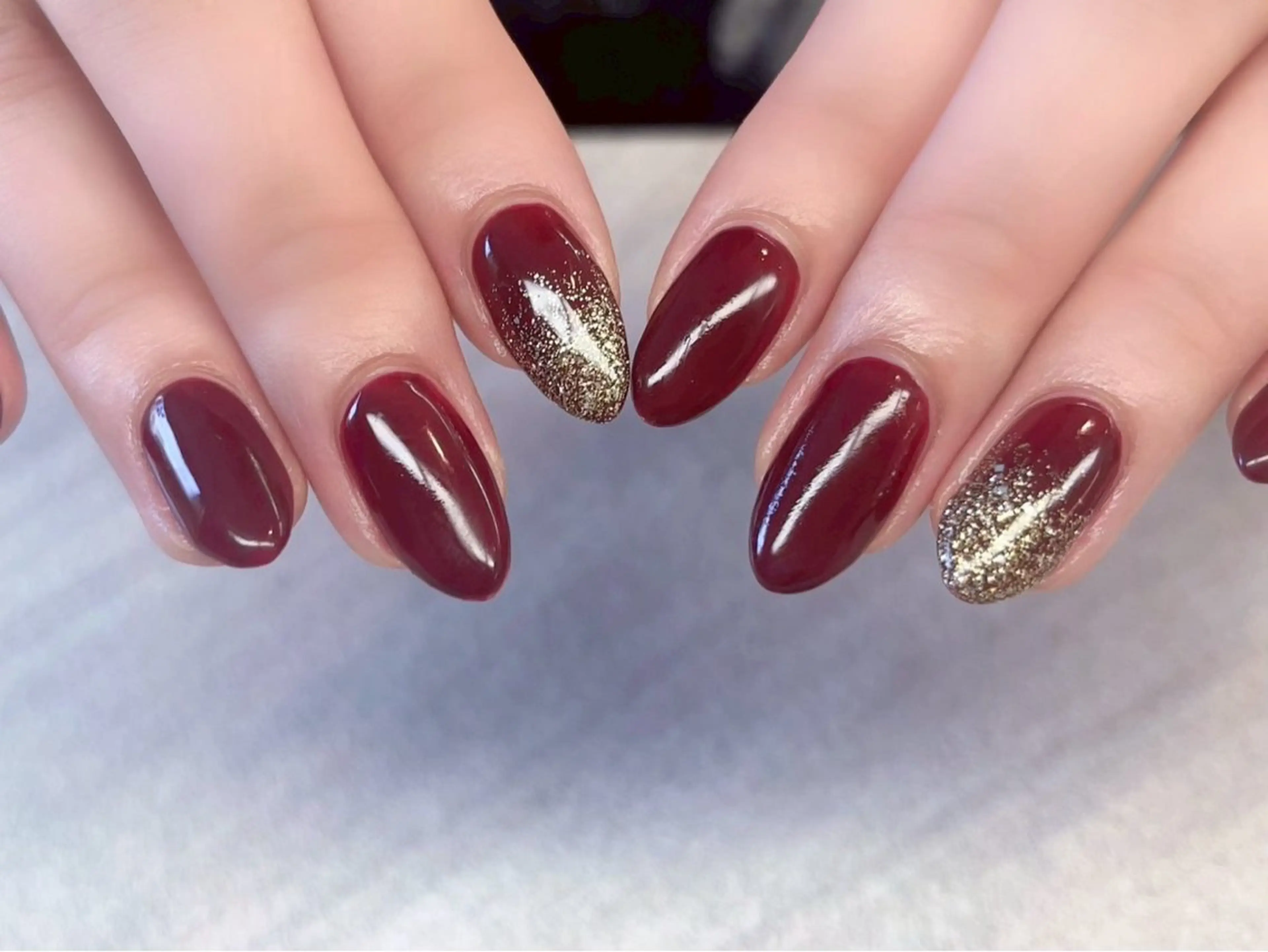 ネイル ボルドー ワンカラーネイル LORAN  Lim EYE&NAIL【ローランリム】所属・LORAN Lim 紫月のネイルデザイン