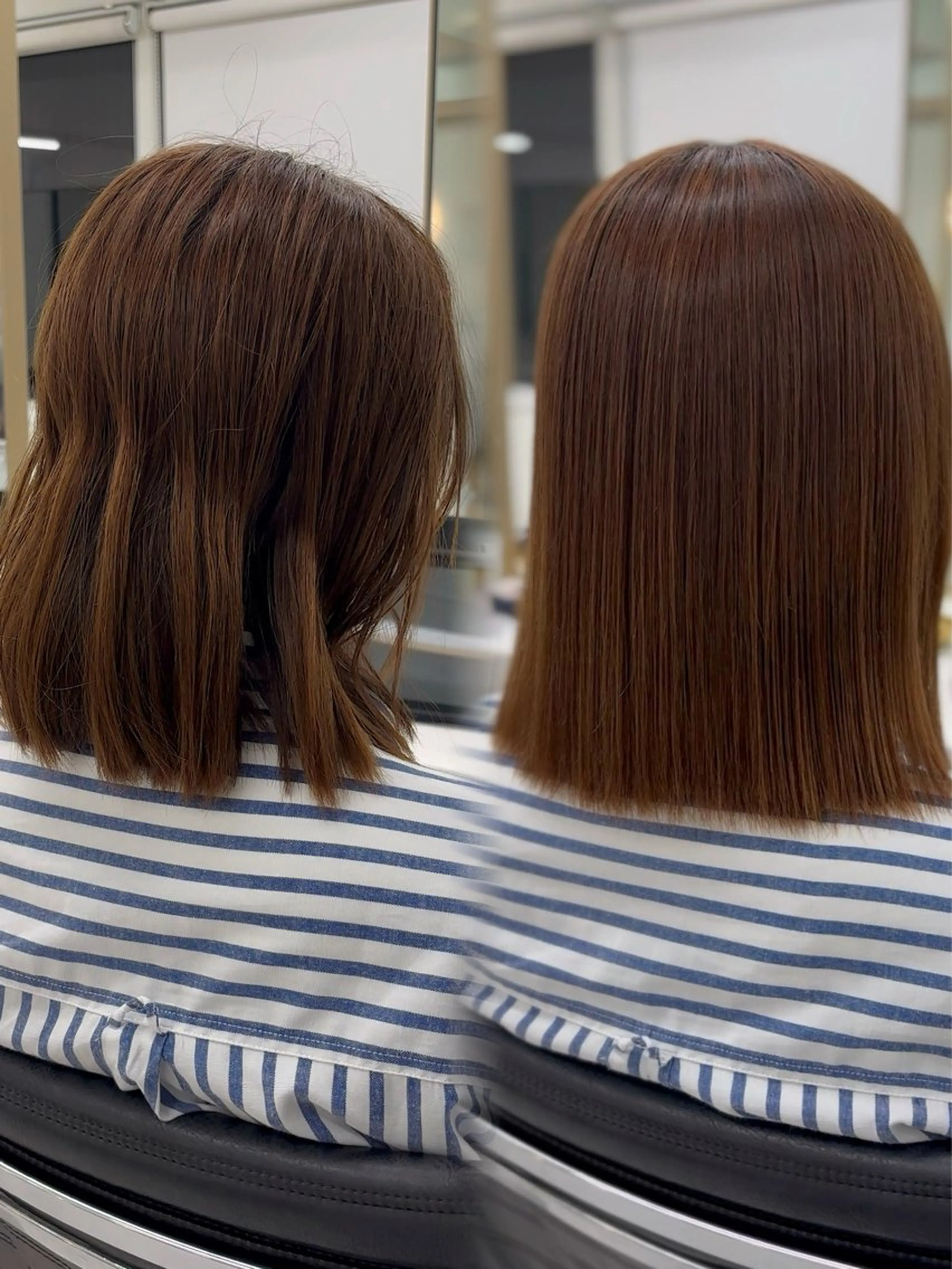 ミディアム 縮毛矯正 縮毛矯正 トリートメント ✨髪質改善×レイヤー ボブカットきり✨のヘアスタイル