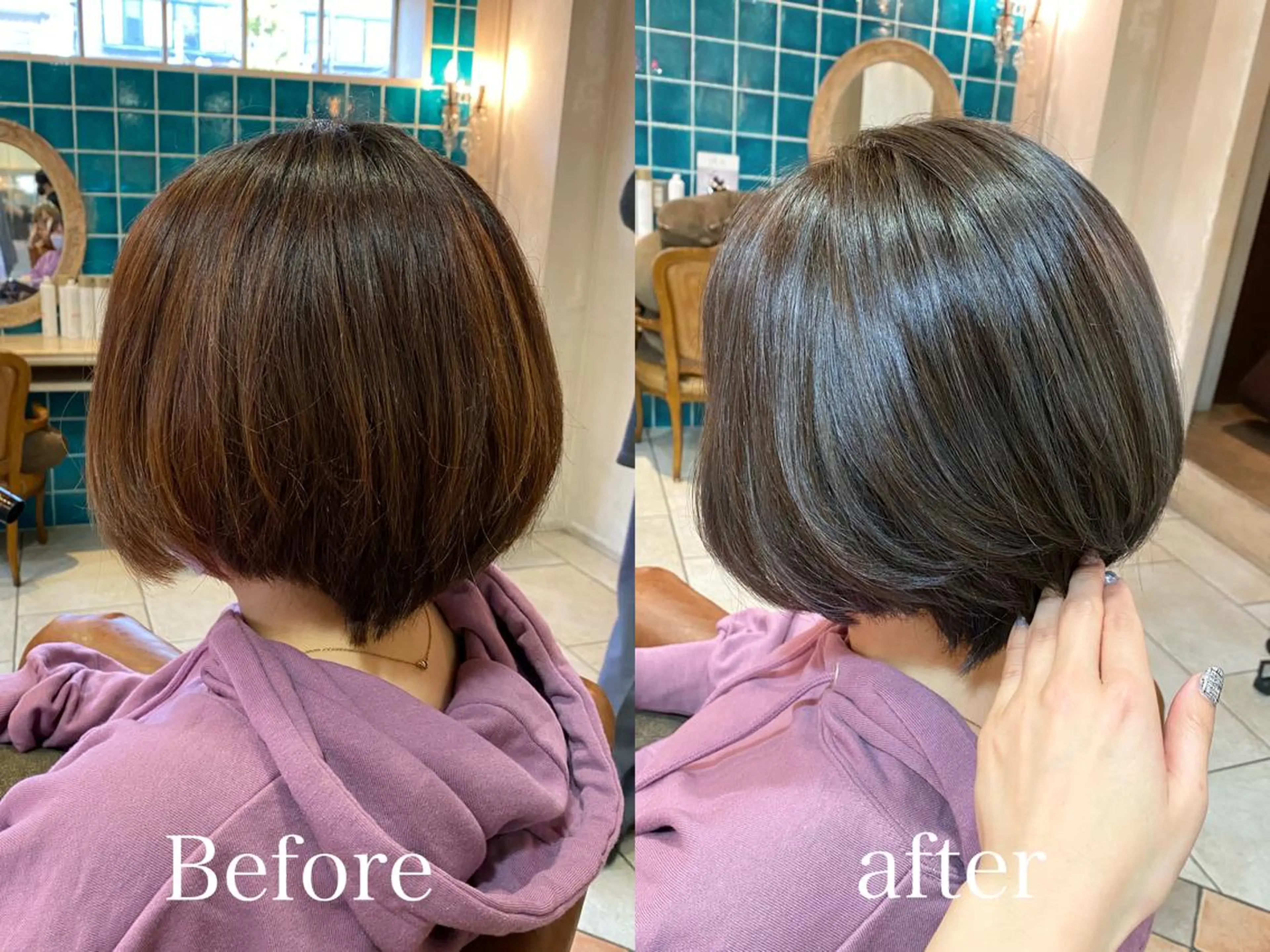 ショート カラー グレージュ ハイライトカラー ハイライト 森 早希絵のヘアスタイル