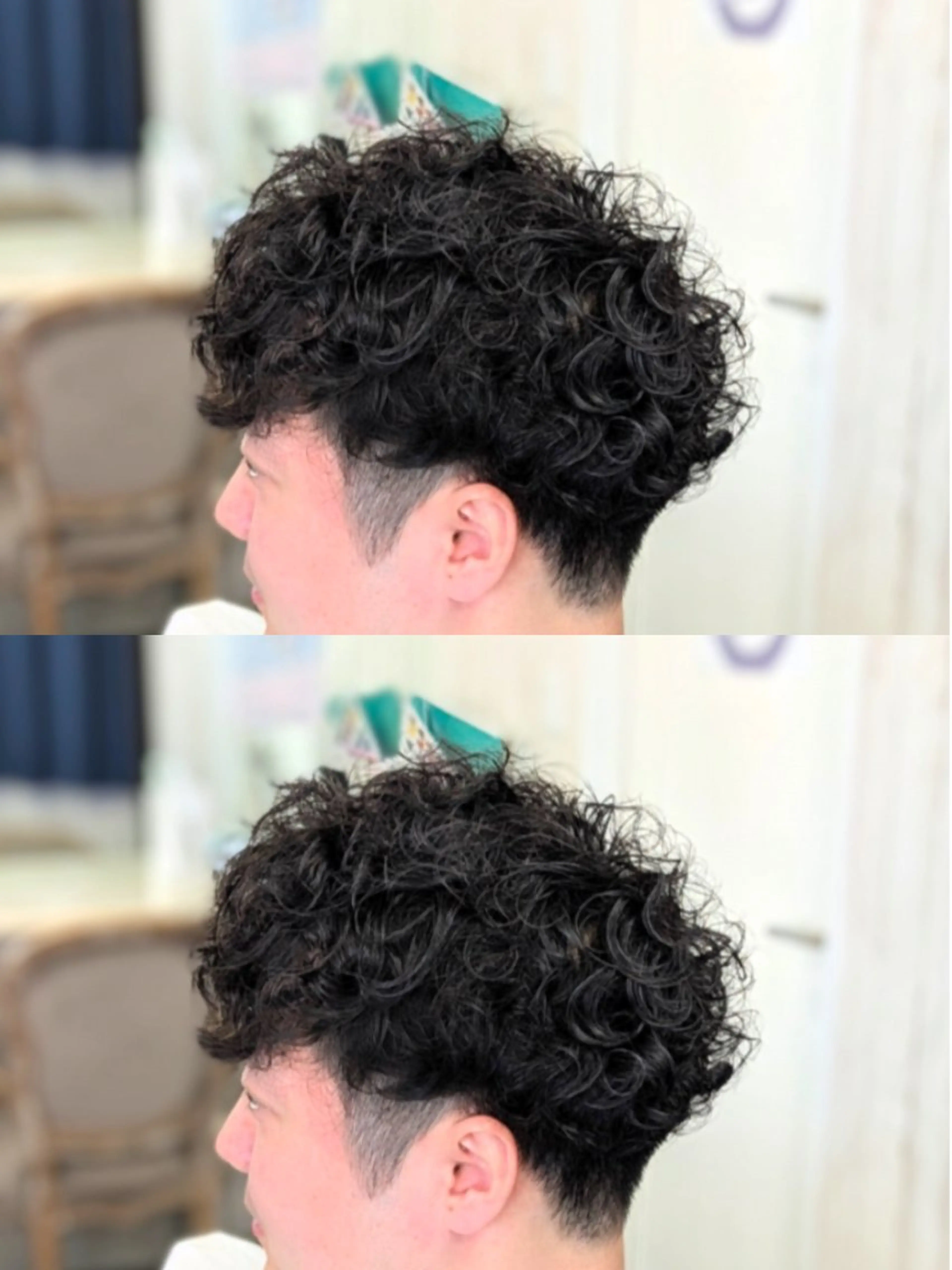 パーマ メンズ アップバング センターパート フェードカット メンズ韓国風 韓国マッシュ カット パーマ トリートメント メンズパーマ/顔周り レイヤー店長えのもとのヘアスタイル