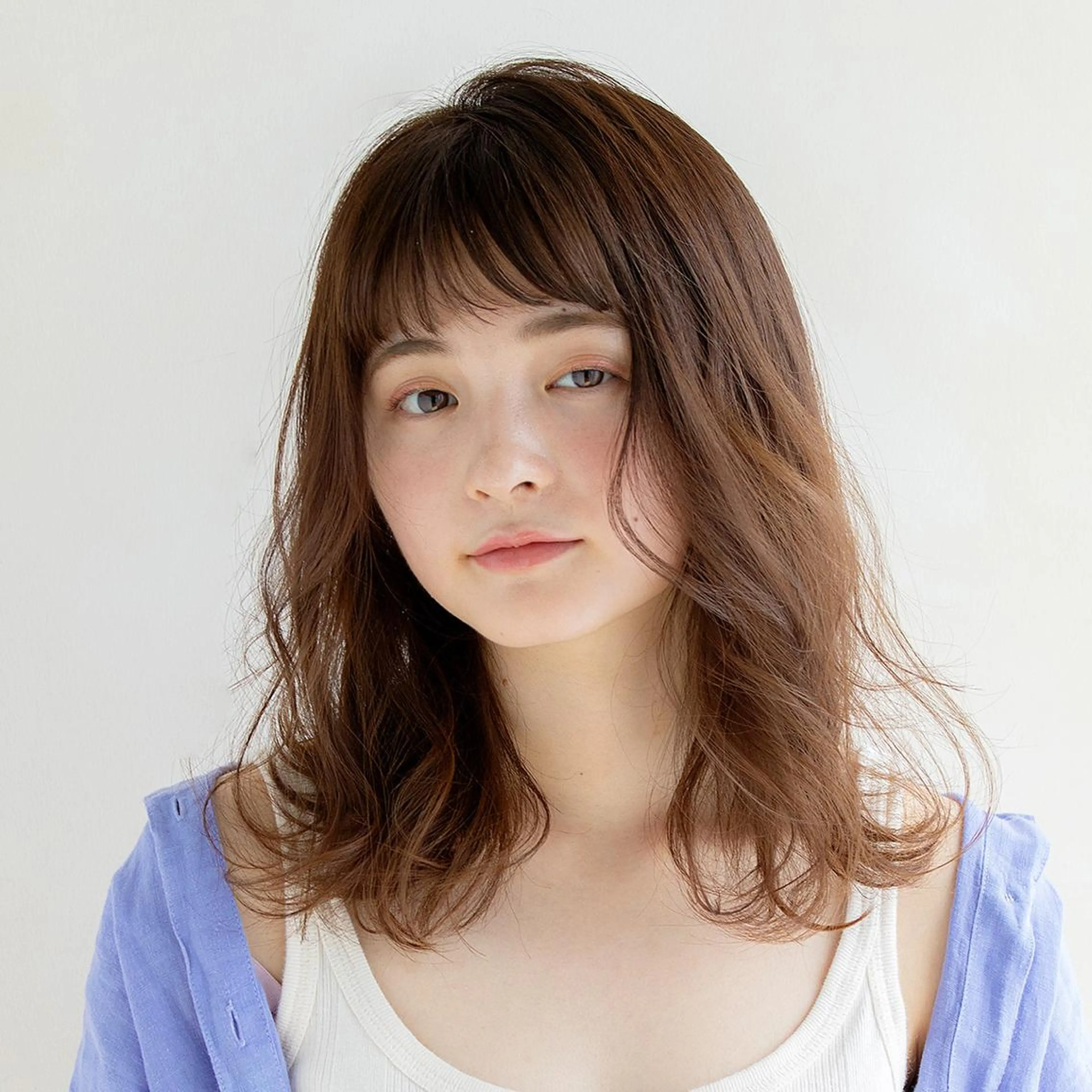 セミロング カラー パーマ ゆうつ やすひとのヘアスタイル