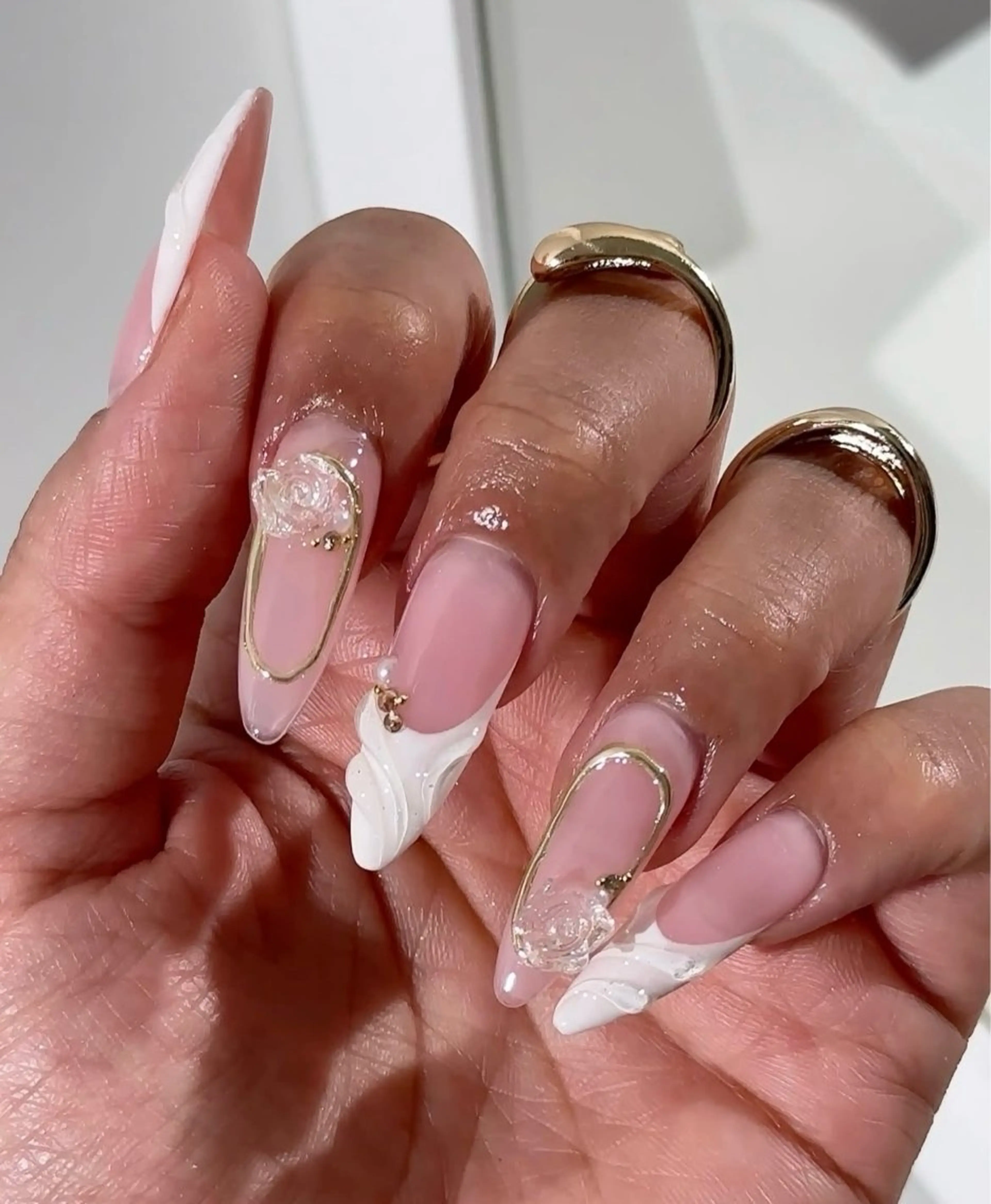 ネイル アートネイル フレンチネイル ジェルネイル 韓国ネイル ミラーネイル Rin Nail 新大久保店のネイルデザイン